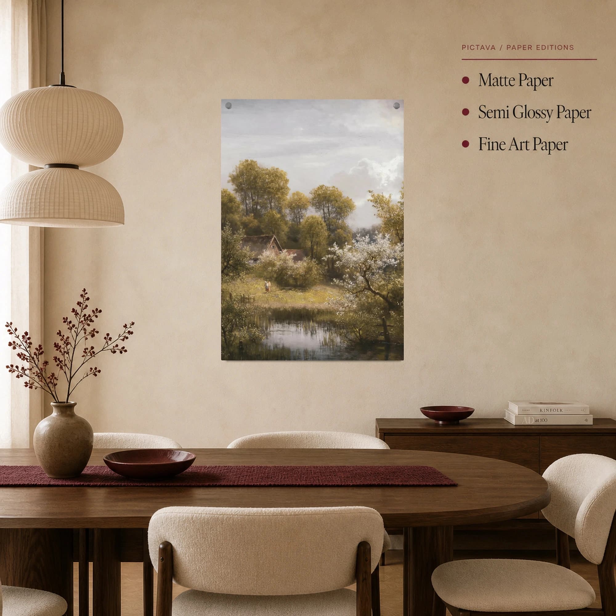Spring Landscape with Cottage and Pond Canvas Print, view 3