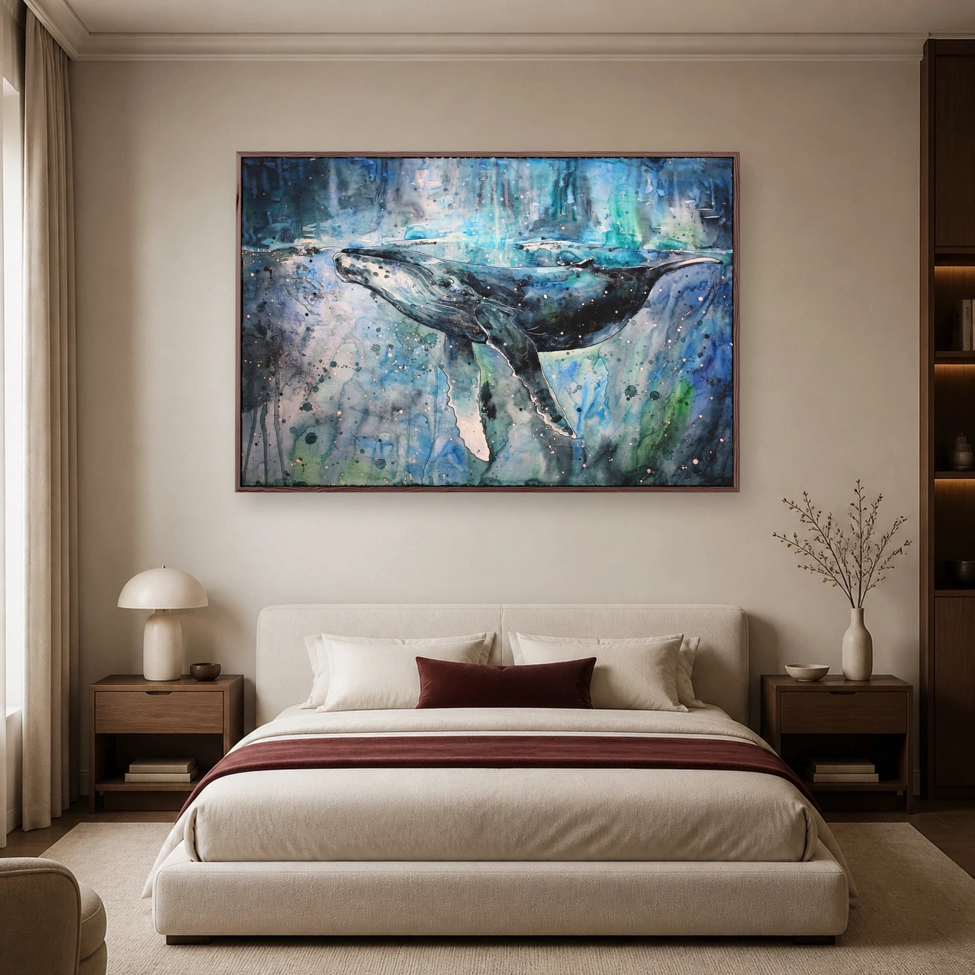 Humpback Whale Watercolor Ocean Print, view 6