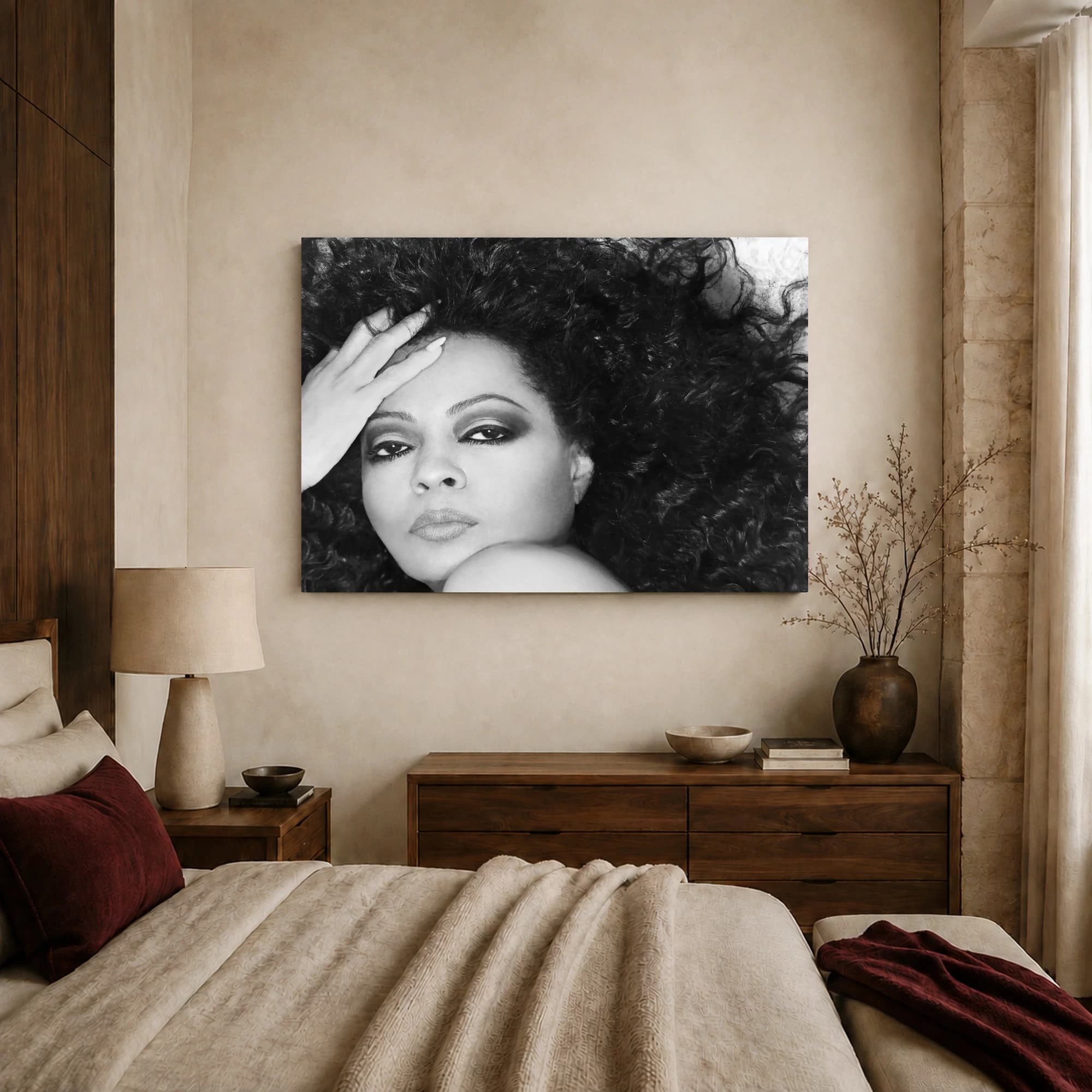 Diana Ross Black and White Portrait Wall Art, view 8