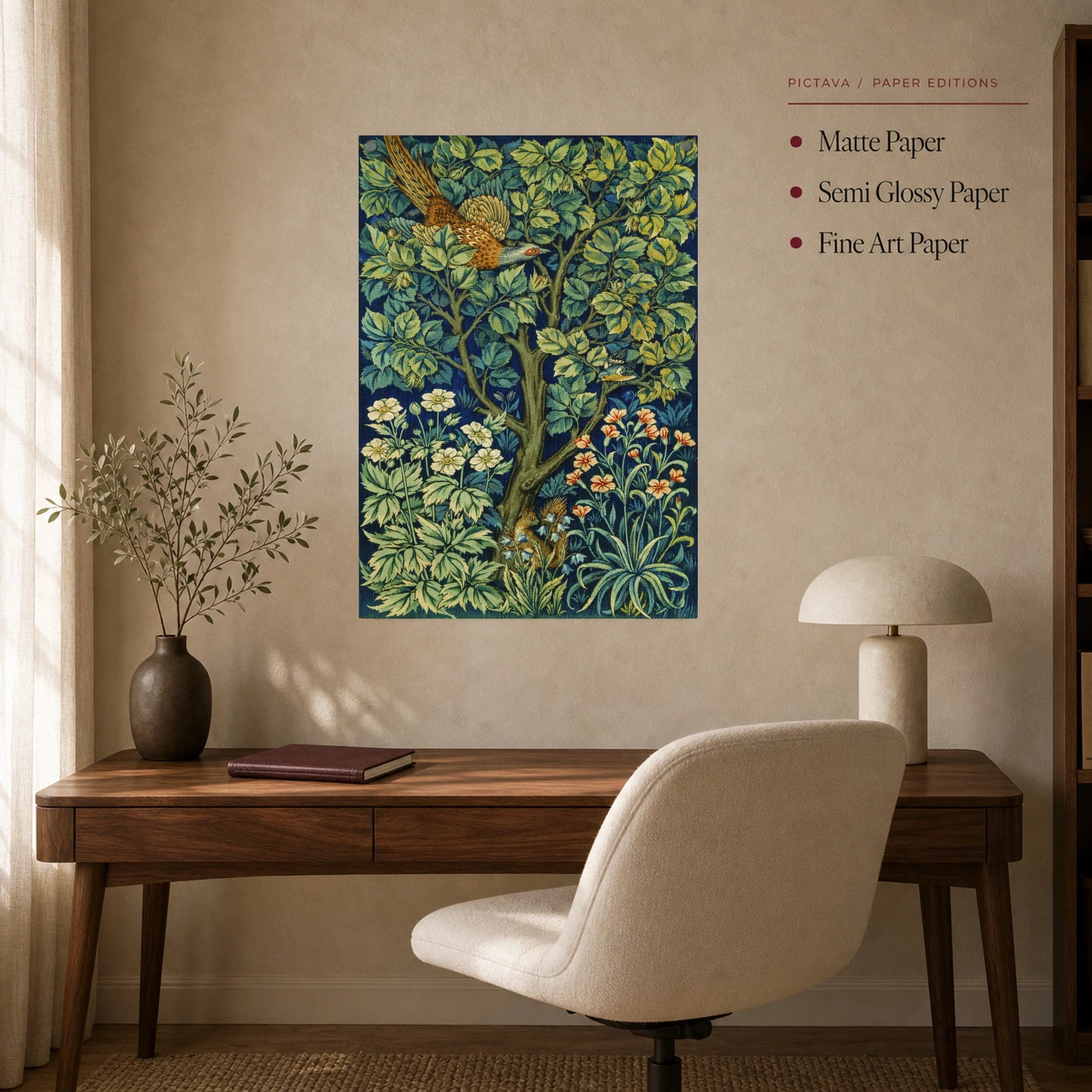 The Woodpecker William Morris Vintage Botanical Tapestry Wall Art, view 8