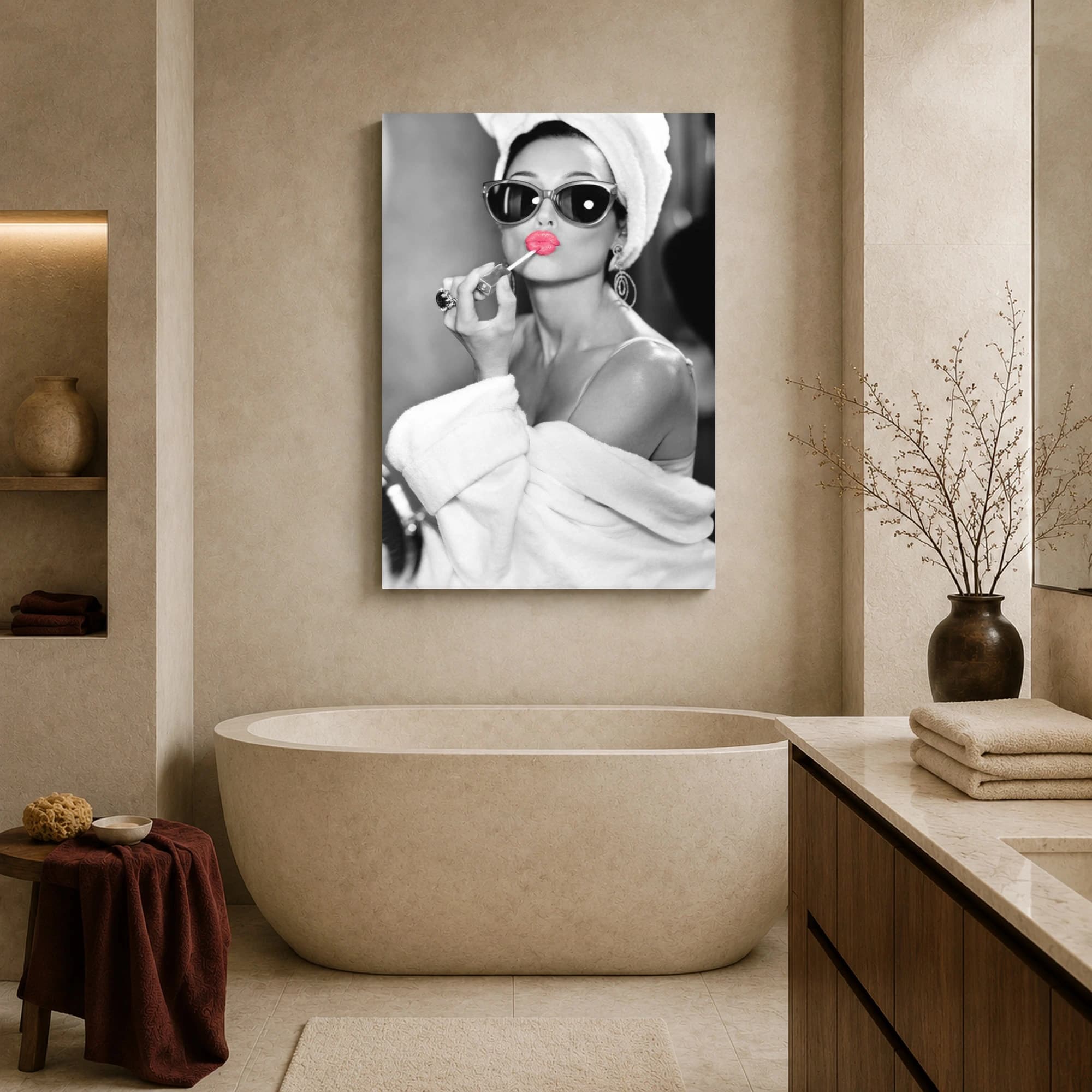 Retro Chic Pink Lips Glamour Photo Wall Art Print, view 8