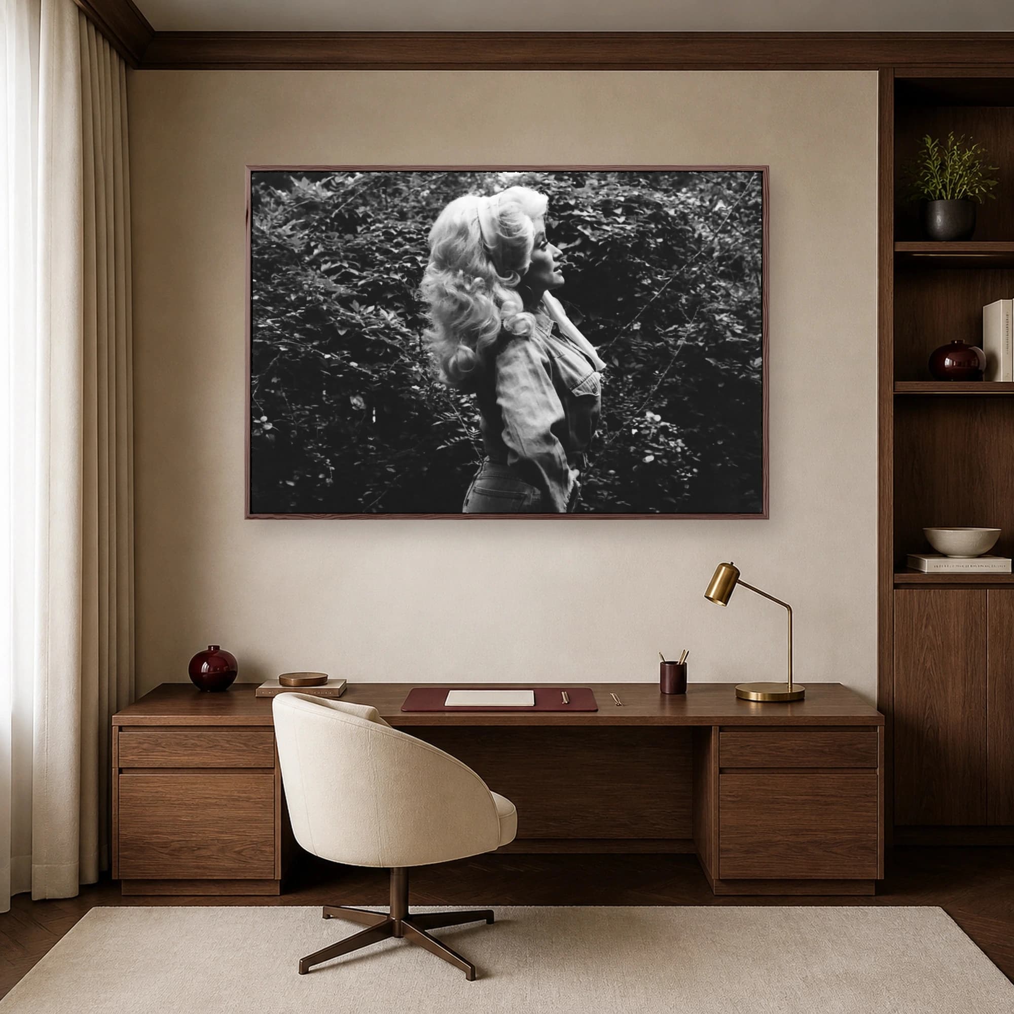 Dolly Parton Black and White Profile Portrait Wall Art, view 7