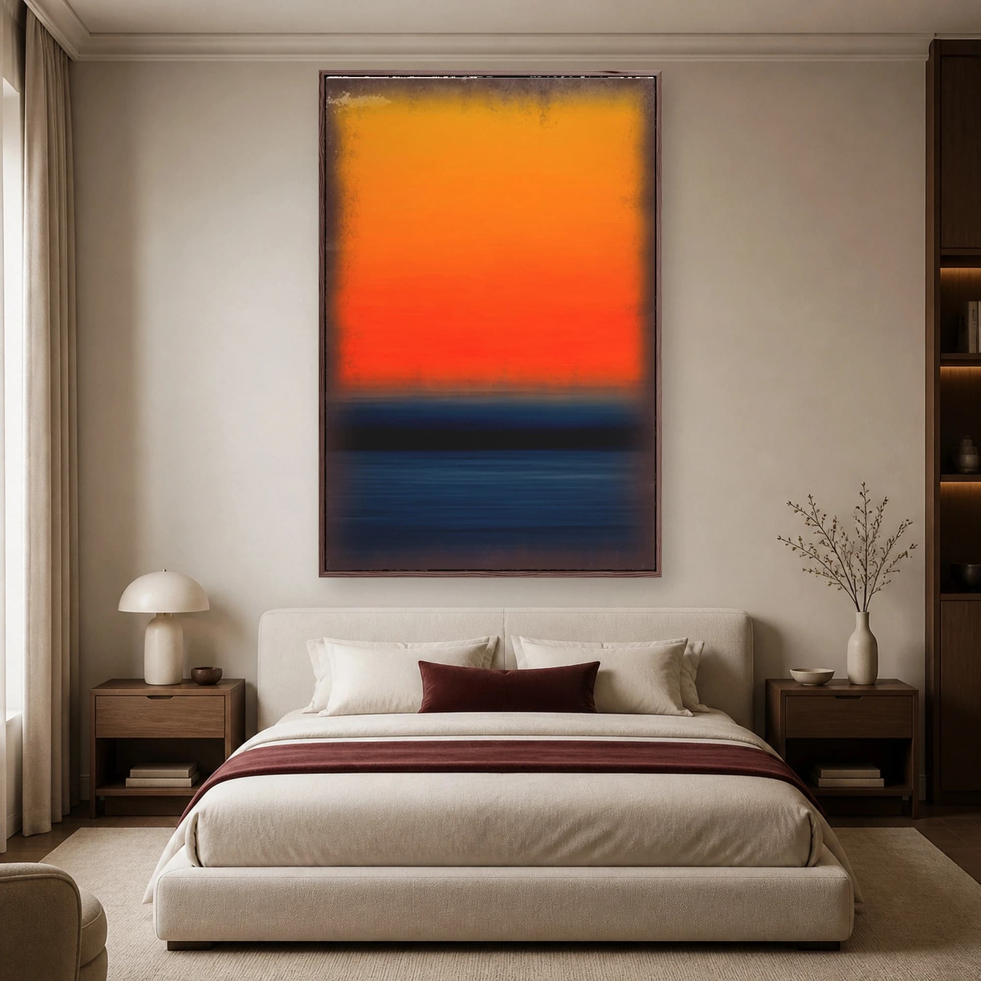 Crimson Horizon Minimalist Abstract Seascape Wall Art, view 4