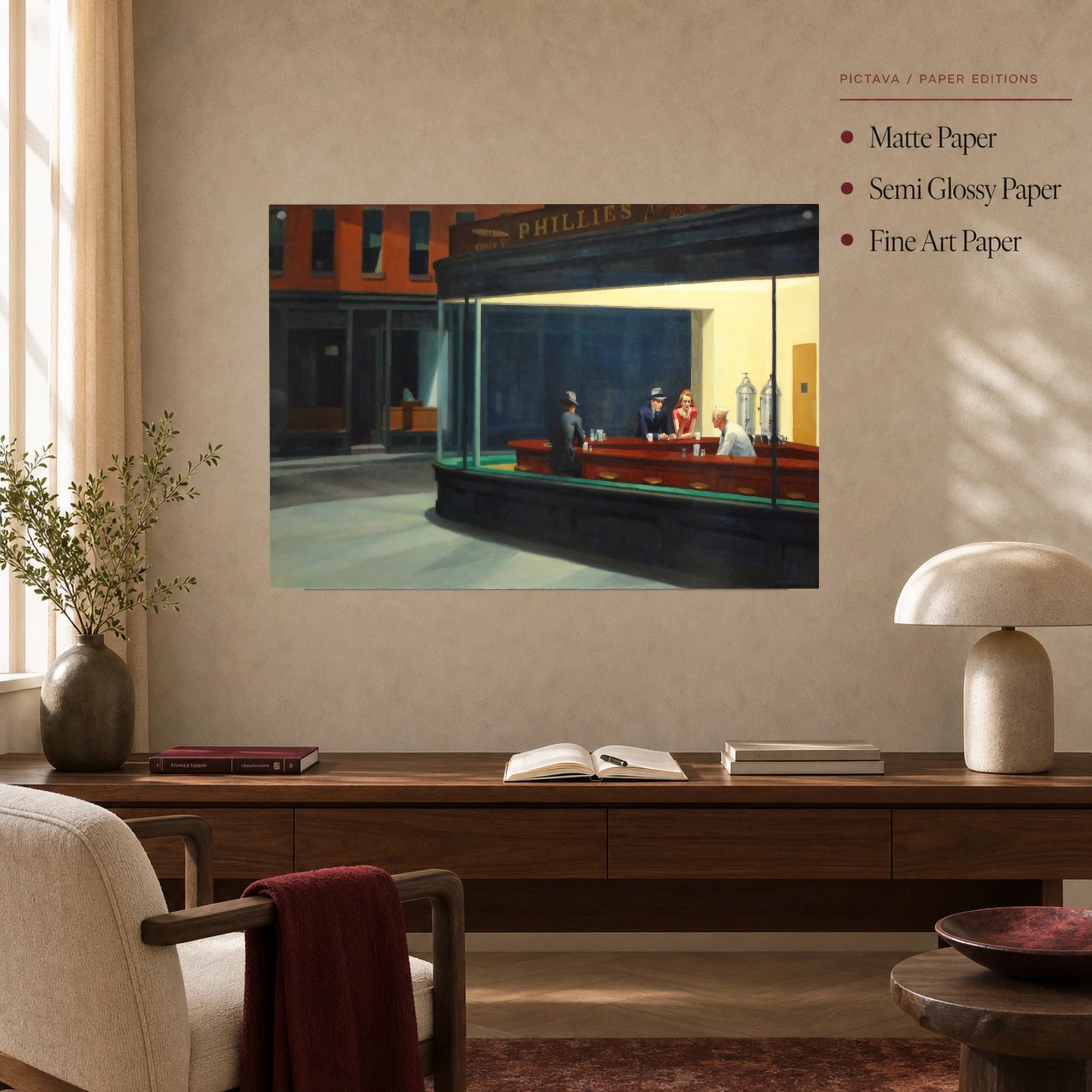 Nighthawks Canvas Print Edward Hopper Diner Wall Art, view 5