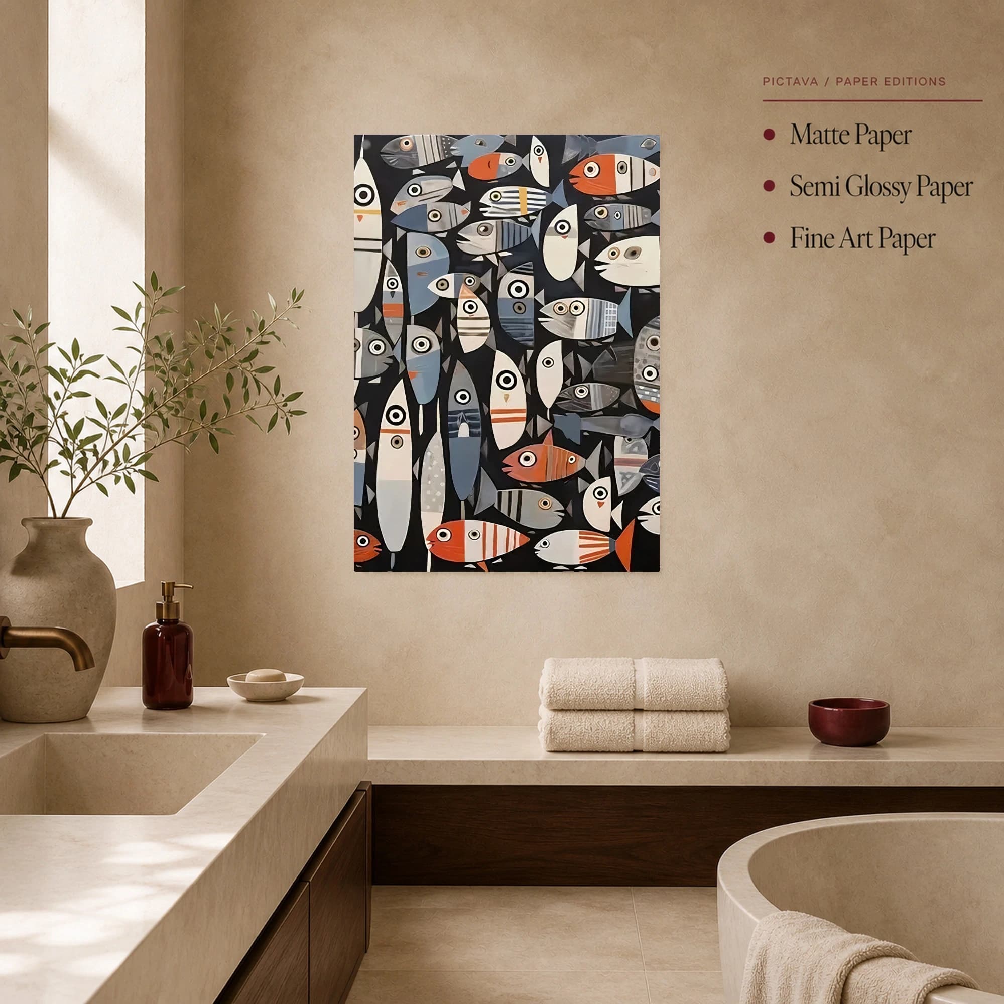 School of Stylized Fish Modern Abstract Wall Art, view 5