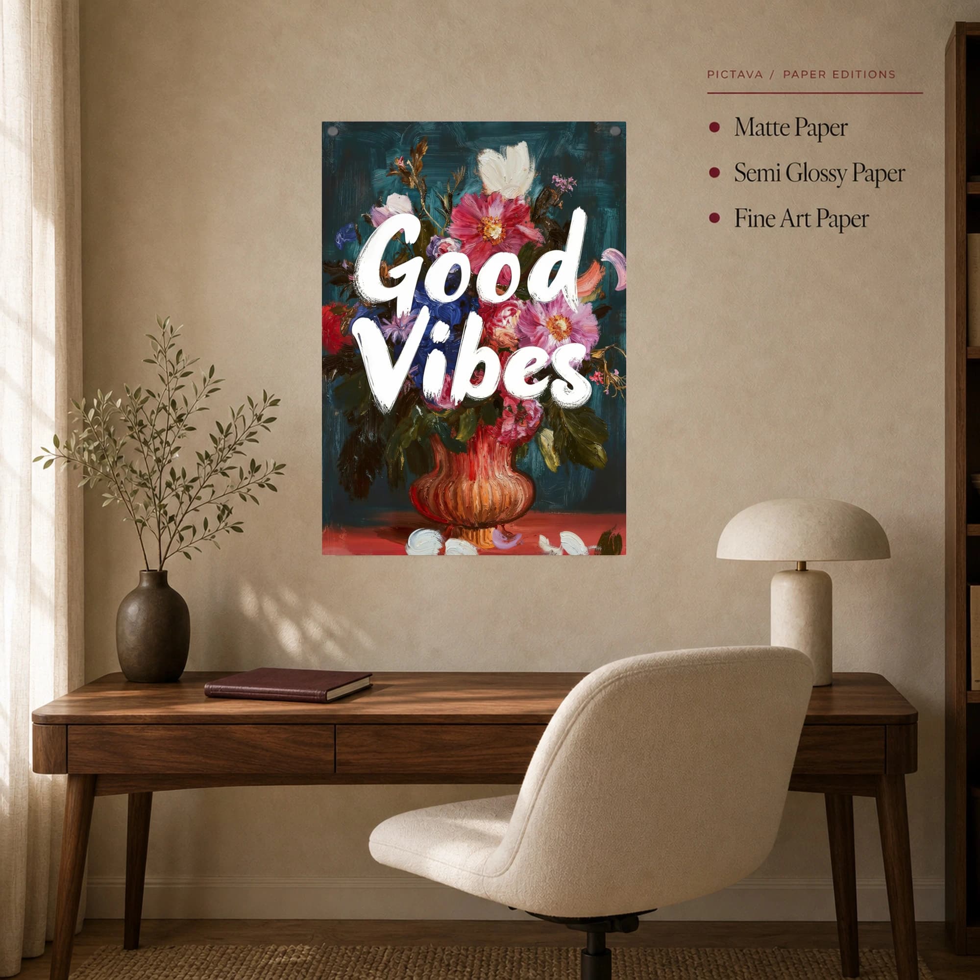 Good Vibes Floral Impasto Painting Wall Art, view 7