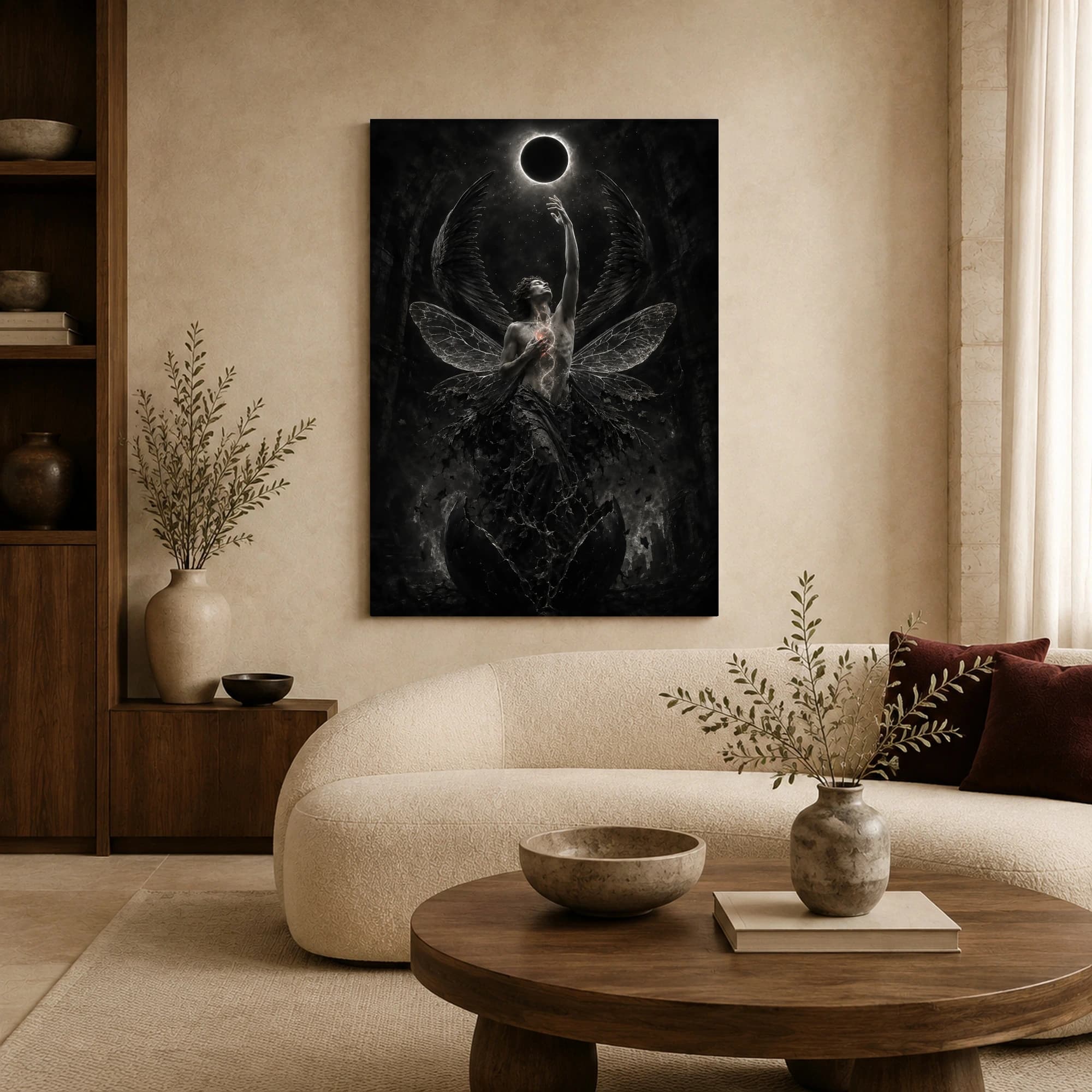 Eclipse of Ascent Dark Fantasy Winged Figure Wall Art, view 5