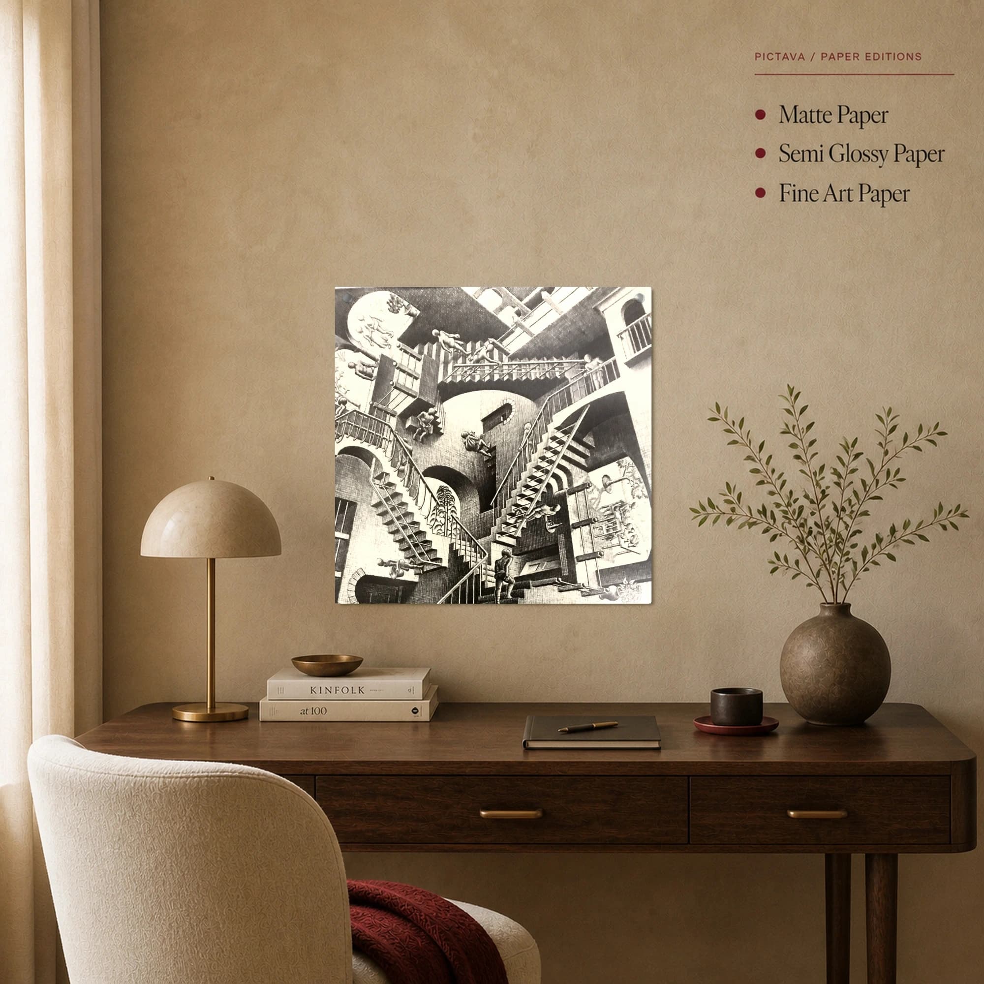 M.C. Escher Relativity Optical Illusion Surreal Wall Art, view 2