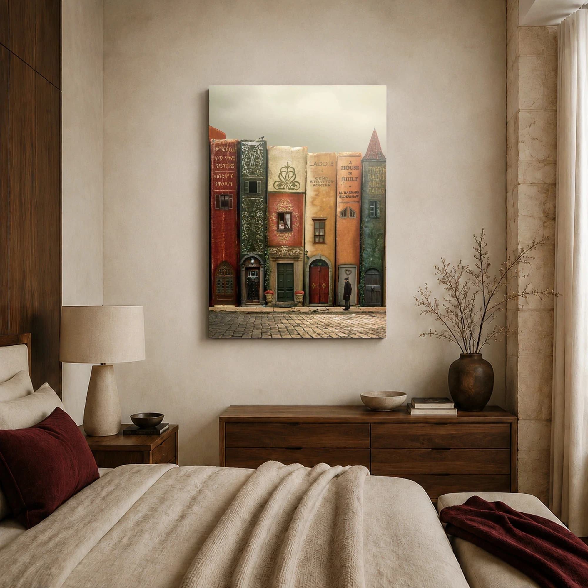 Literary Row Surrealist Book Architecture Canvas Art, view 7
