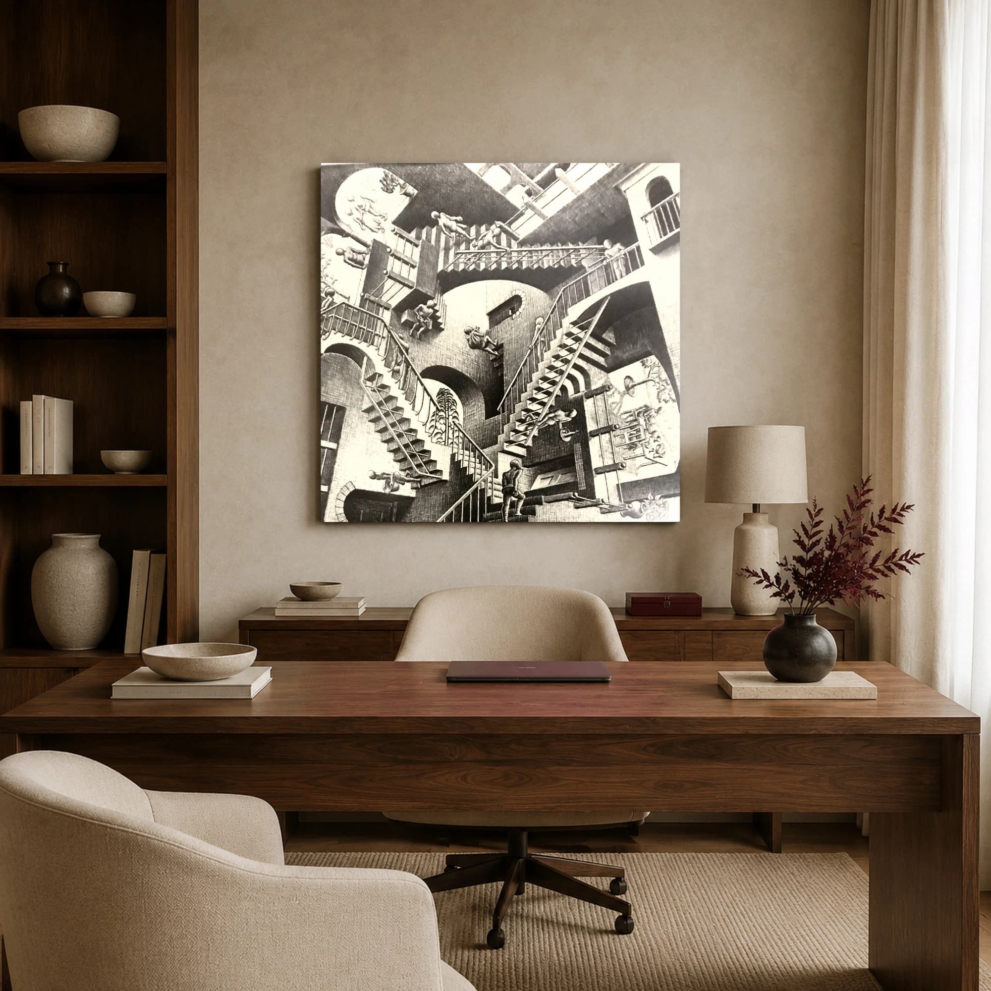 M.C. Escher Relativity Optical Illusion Surreal Wall Art, view 4