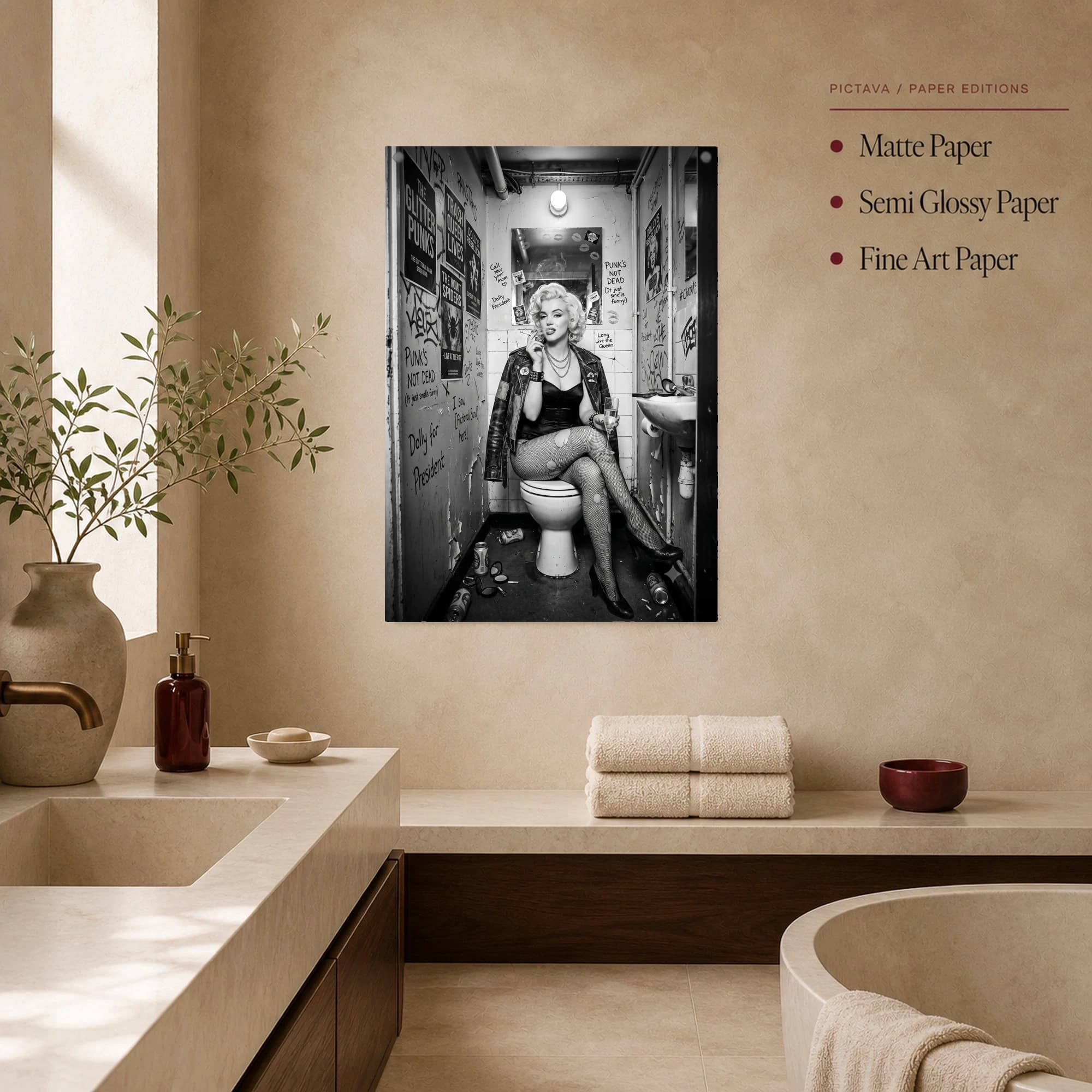 Glitter Punks: Marilyn Monroe Punk Bathroom Art, view 3