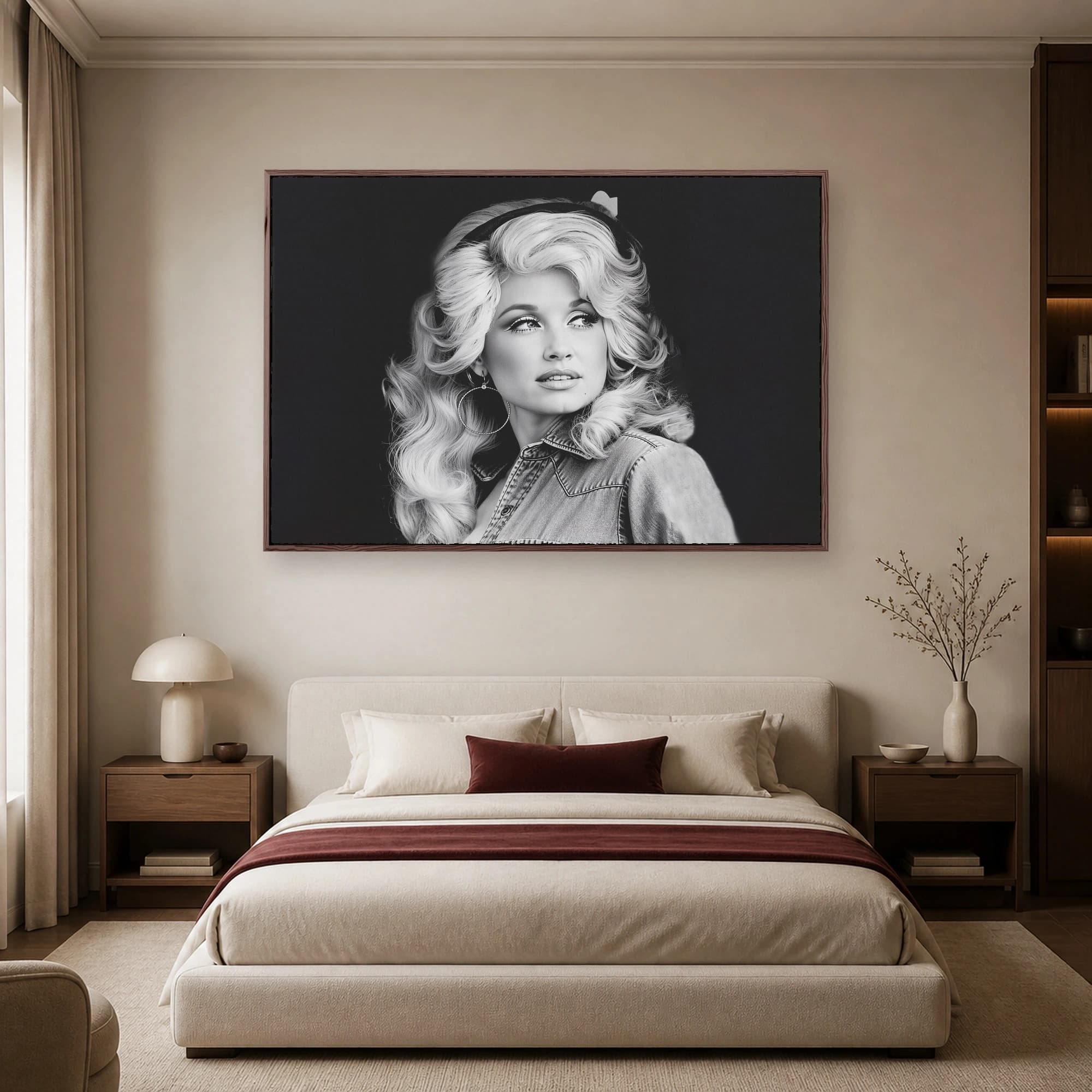 Dolly Parton Black and White Portrait Wall Art, view 5