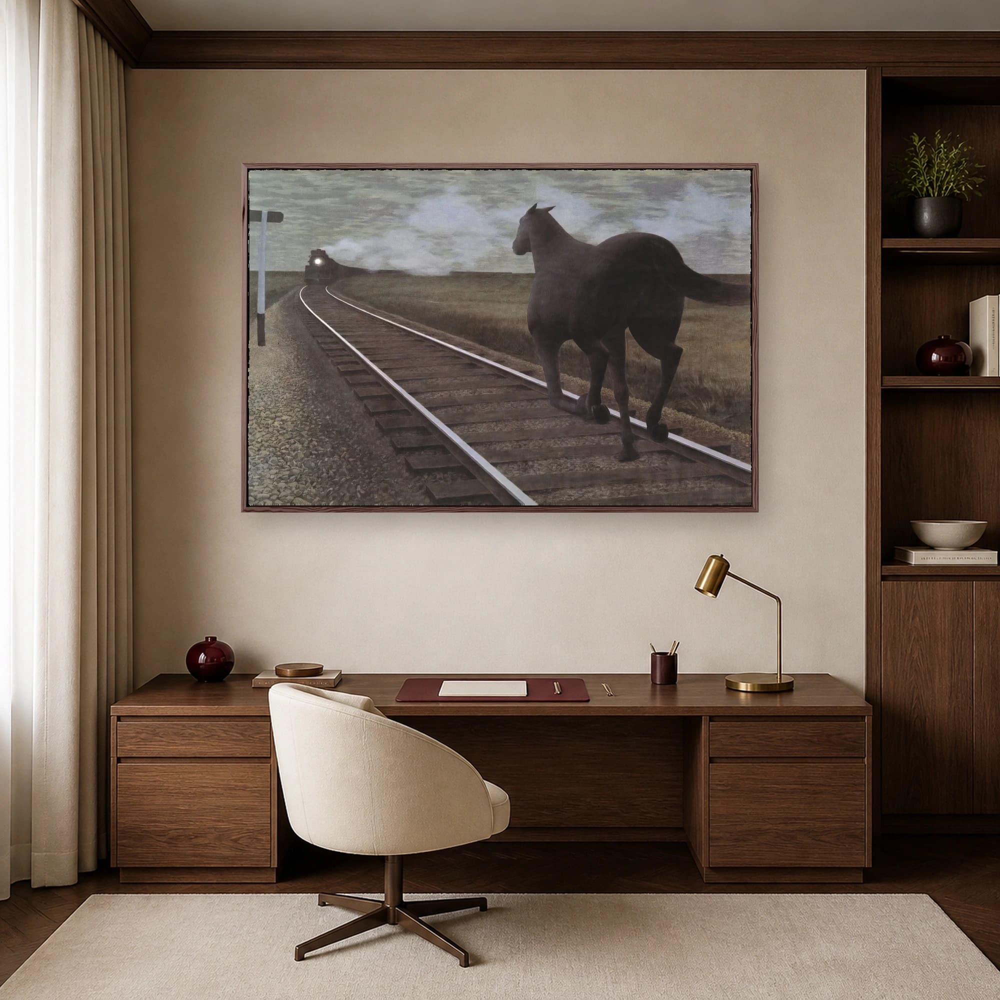 Surrealist Horse and Train Fine Art Canvas Print, view 6