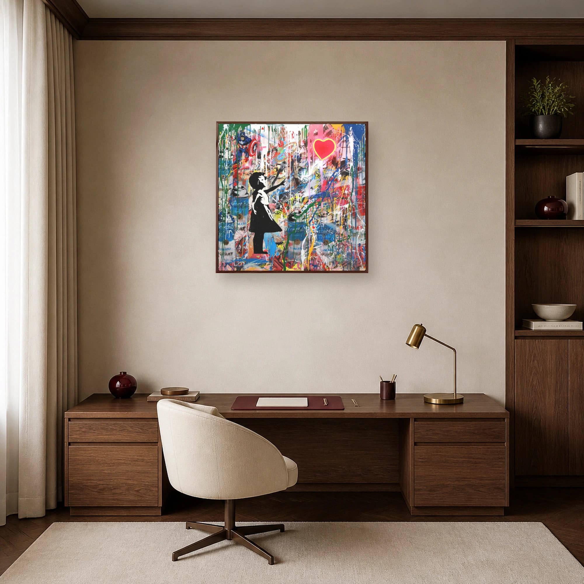 Urban Street Art Canvas Print with Heart Balloon, view 6