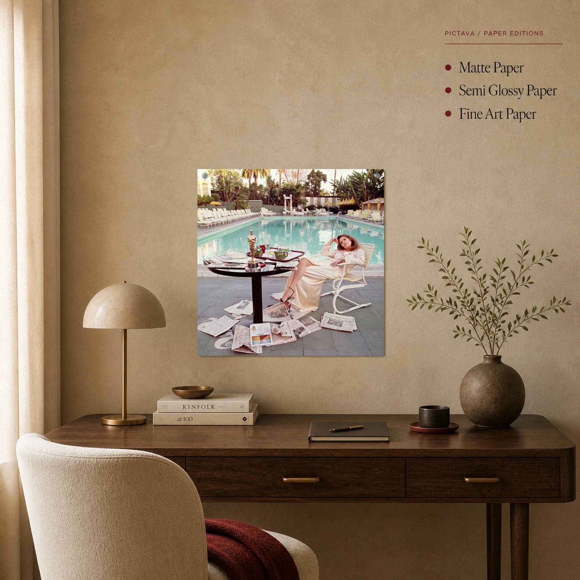 Faye Dunaway Oscar Morning Poolside Wall Art Print, view 2