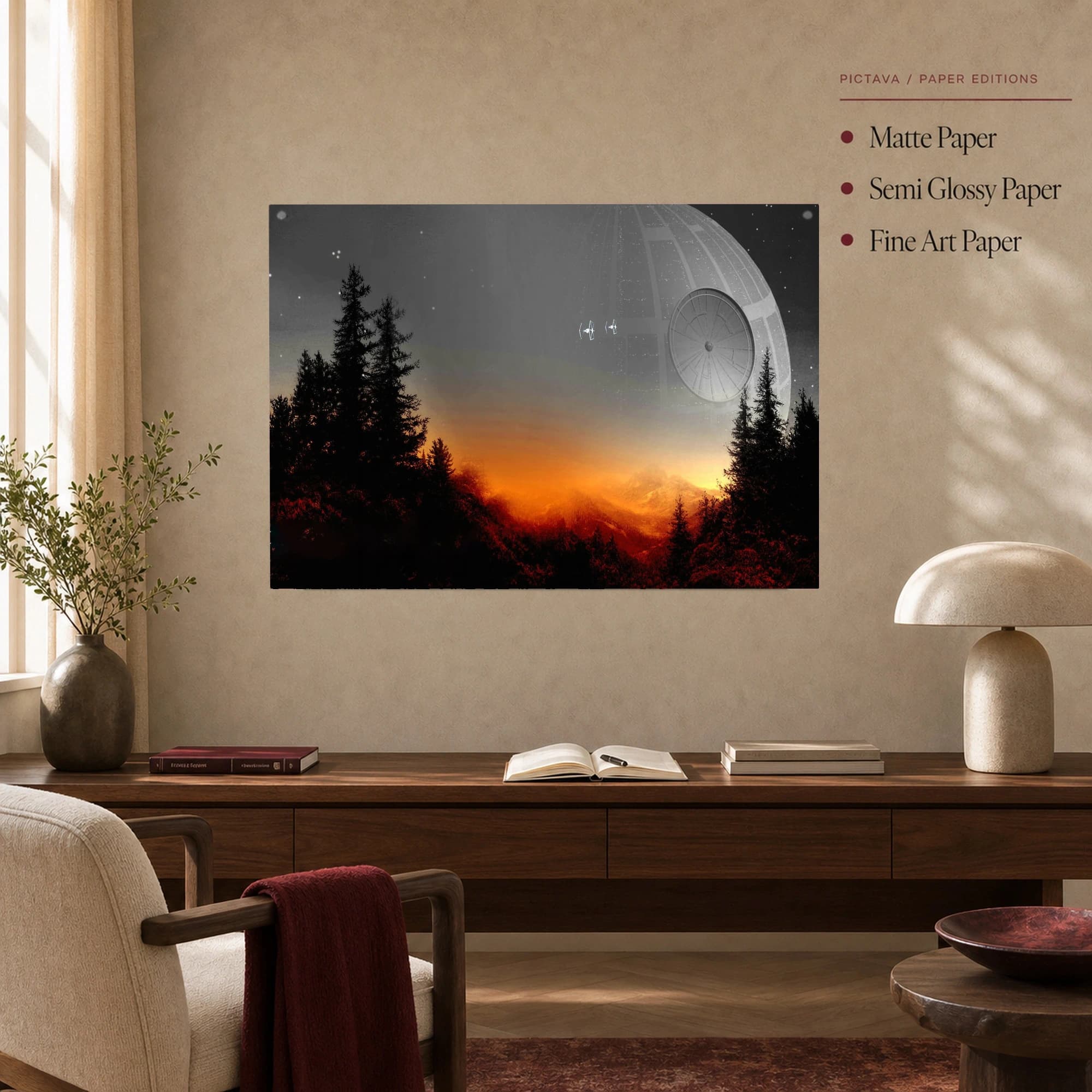 Death Star Over Forest Sci-Fi Movie Wall Art, view 4