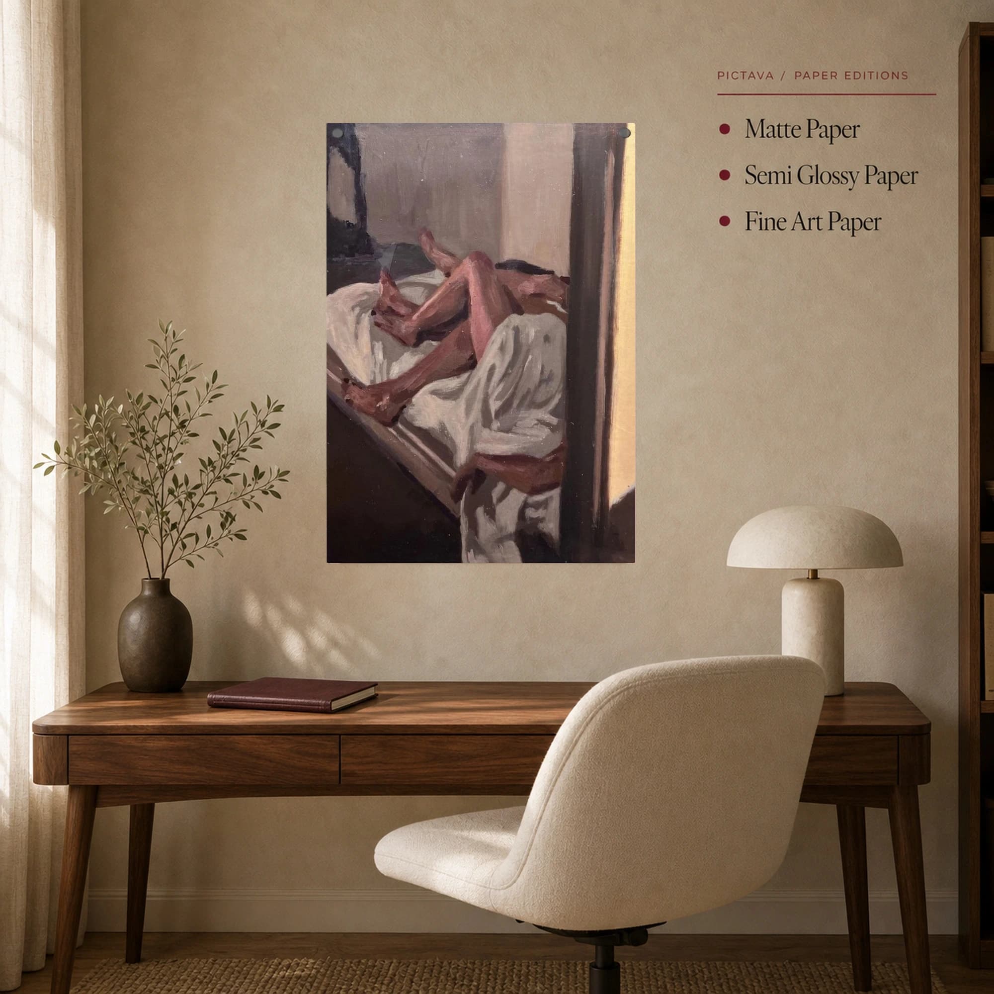 Intimate Figures in Bed Expressive Oil Painting, view 8