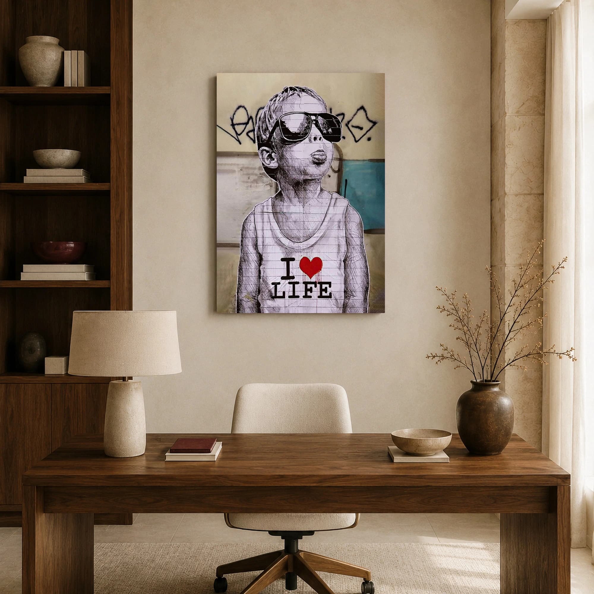 I Love Life Urban Street Art Boy Canvas Print & Poster, view 8