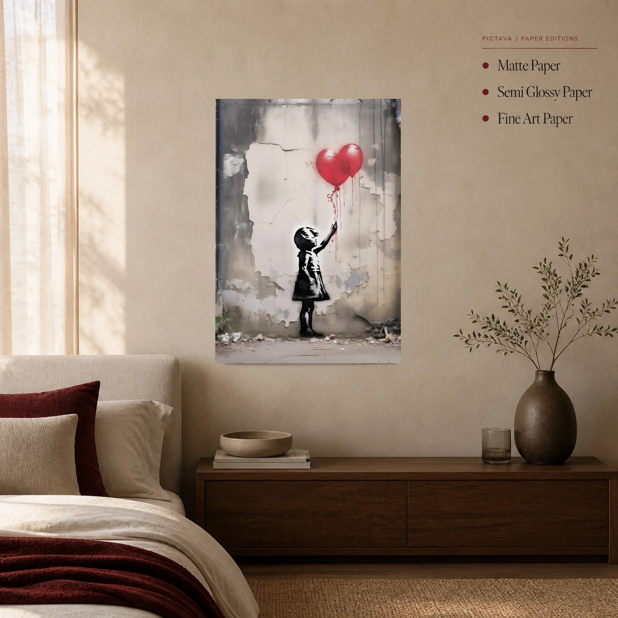 Girl with Red Balloon Urban Street Art Canvas Print, view 3