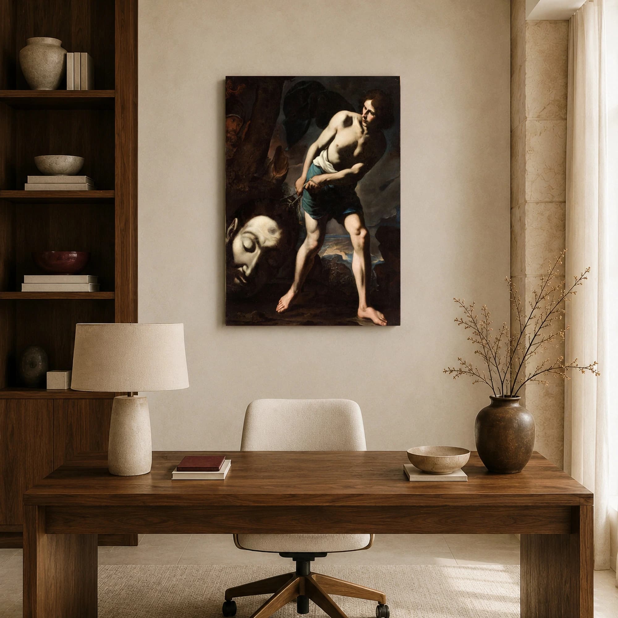 David with the Head of Goliath Baroque Fine Art Canvas Print, view 8
