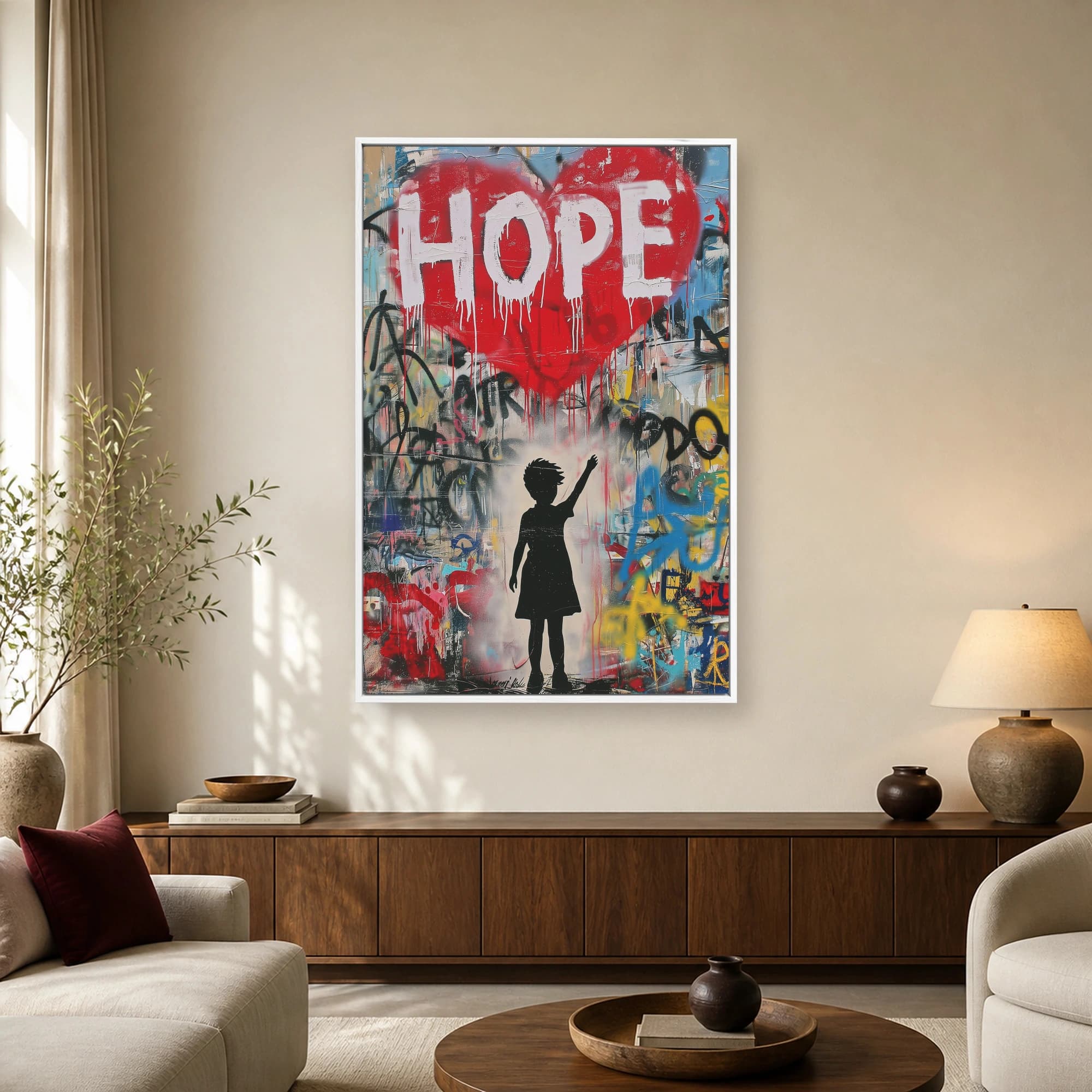 Hope Graffiti Child Urban Street Art Canvas, view 2