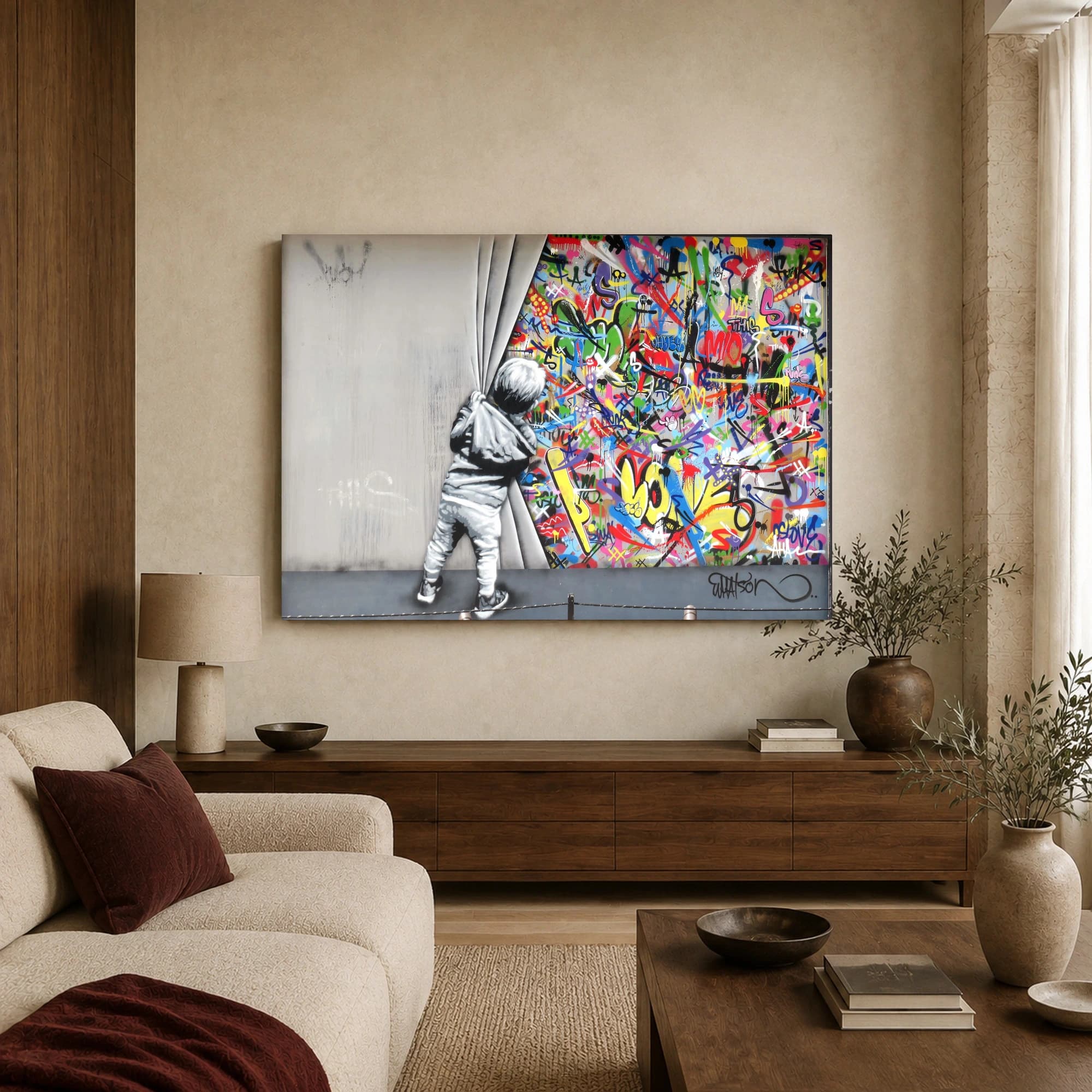 Peeling Back the Chaos Street Art Canvas Print, view 3