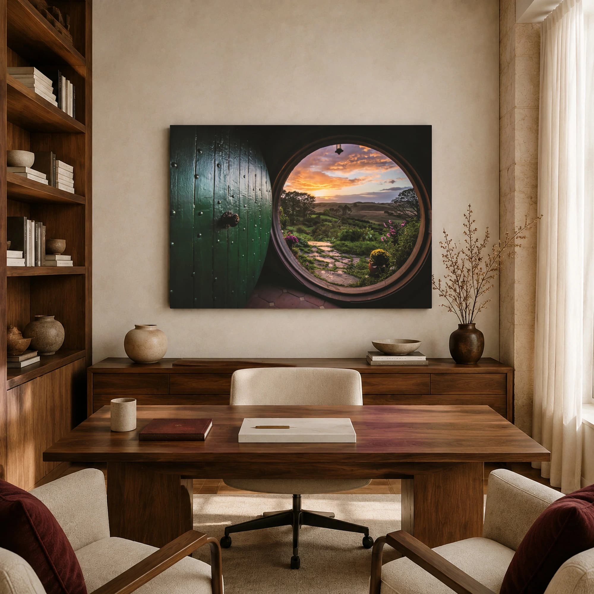 Hobbit Hole Sunset Landscape Canvas Print, view 8
