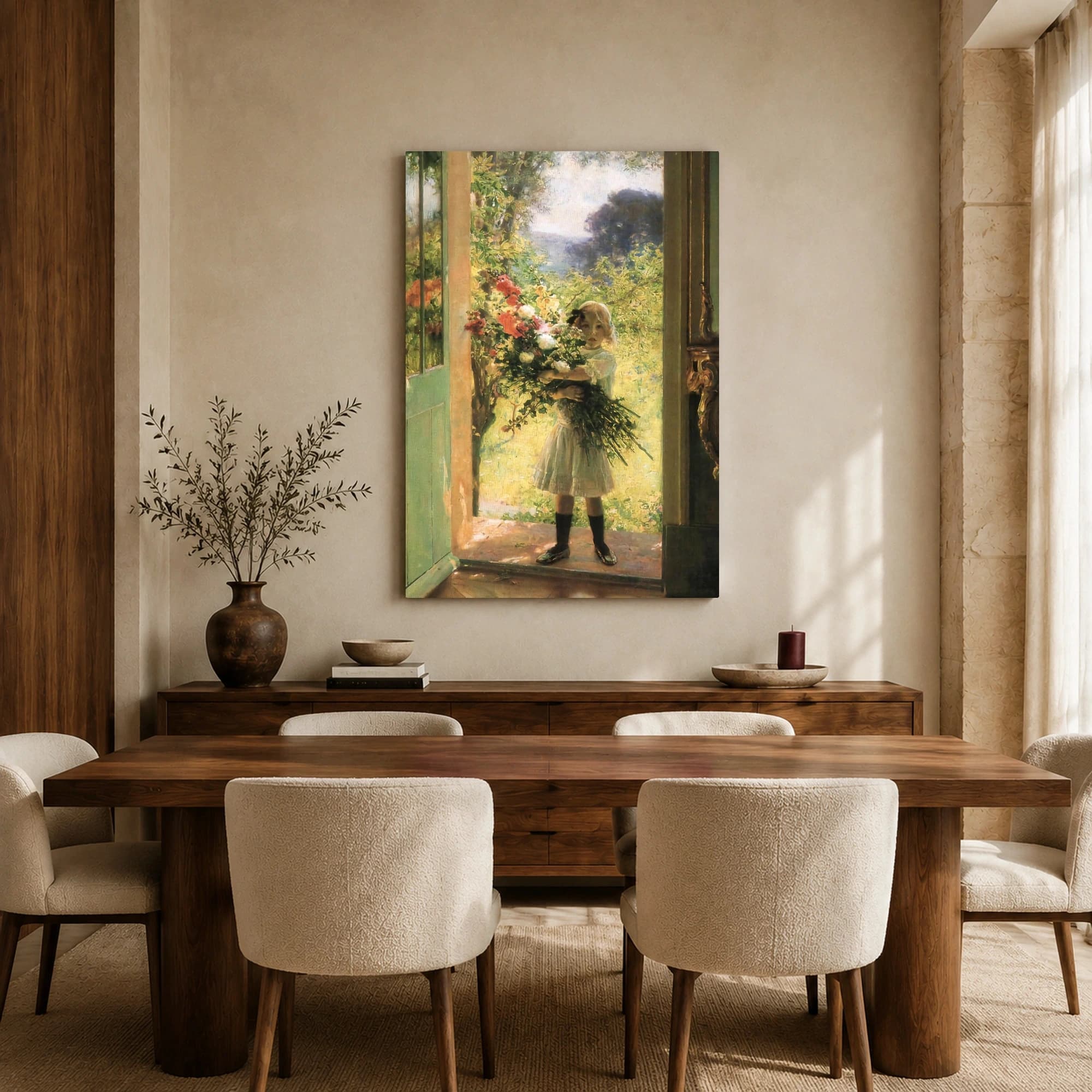 Girl with Wildflowers Garden Print Impressionist Art, view 7