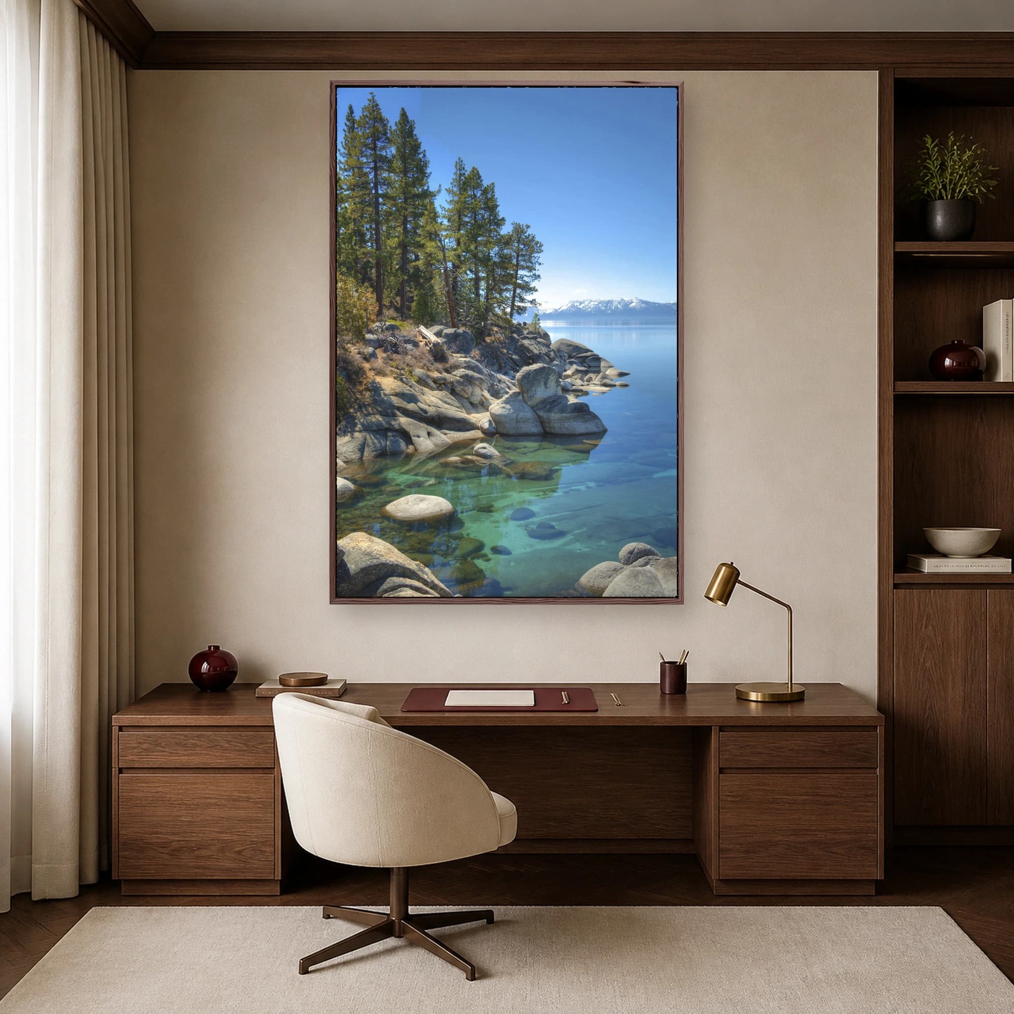 Lake Tahoe Crystal Waters and Pine Shoreline Fine Art Print, view 6