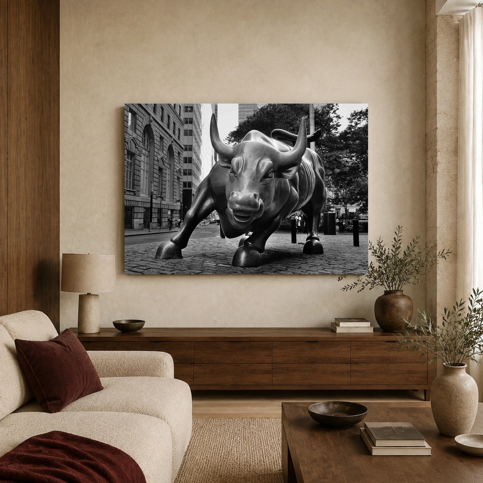 Charging Bull New York Black and White Fine Art Print, view 3