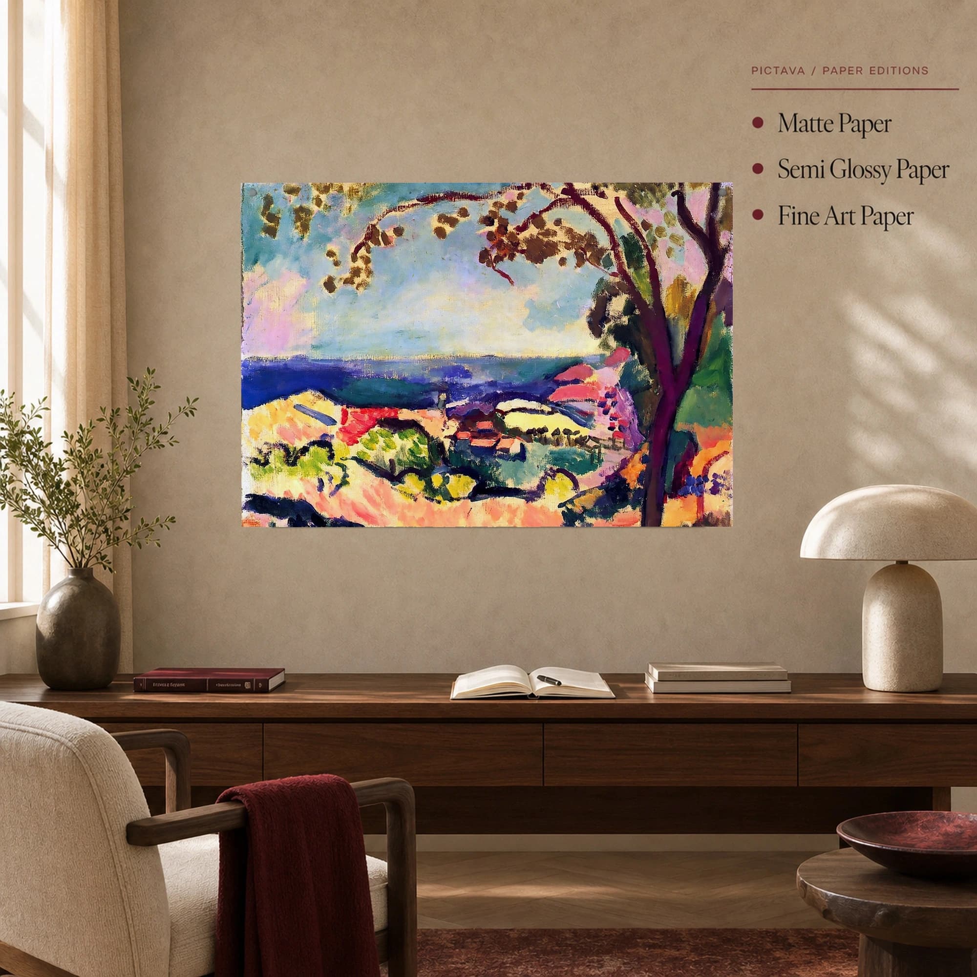 Expressionist Coastal Landscape with Red Roofs Canvas Print, view 4
