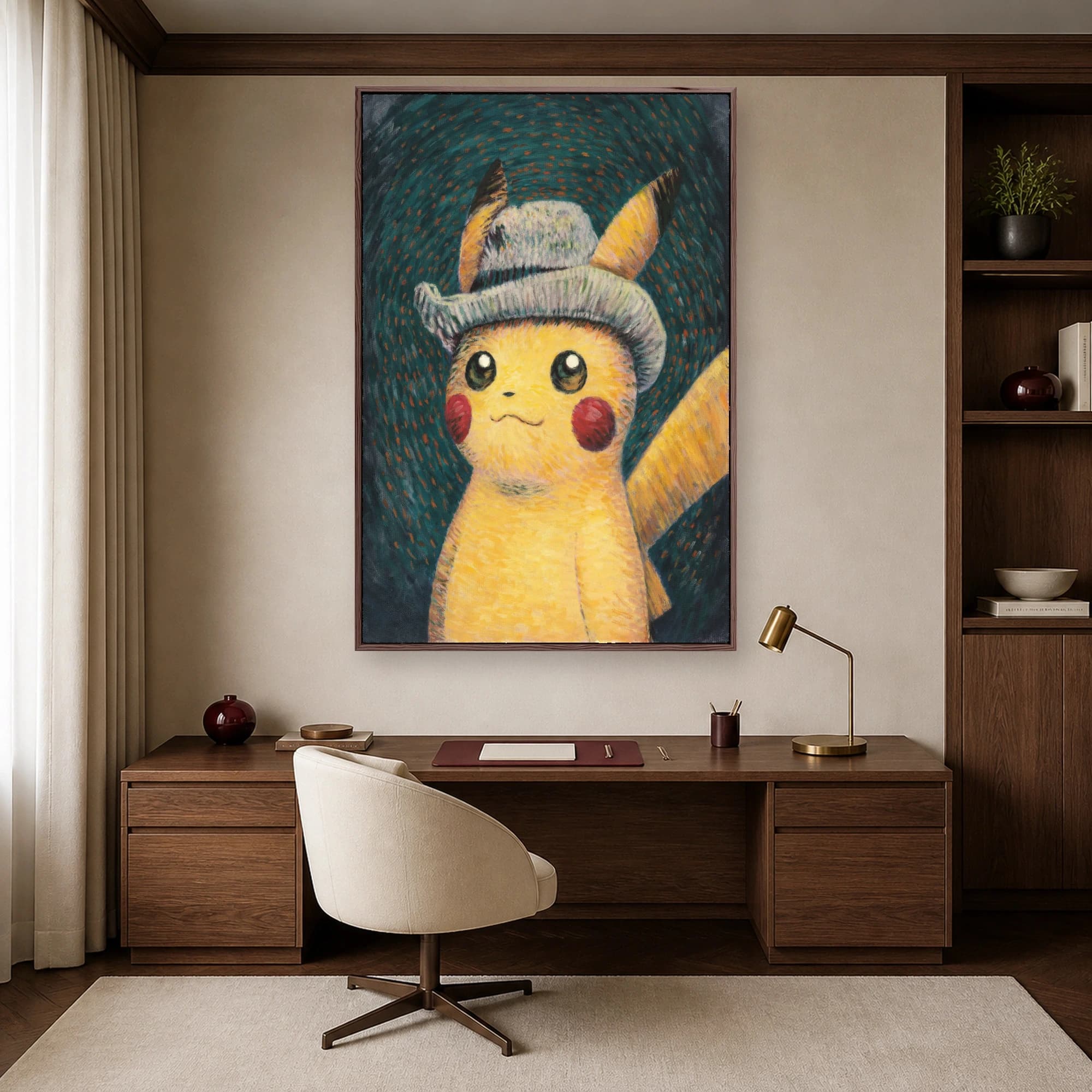 Van Gogh Style Pikachu Portrait Canvas Art, view 7