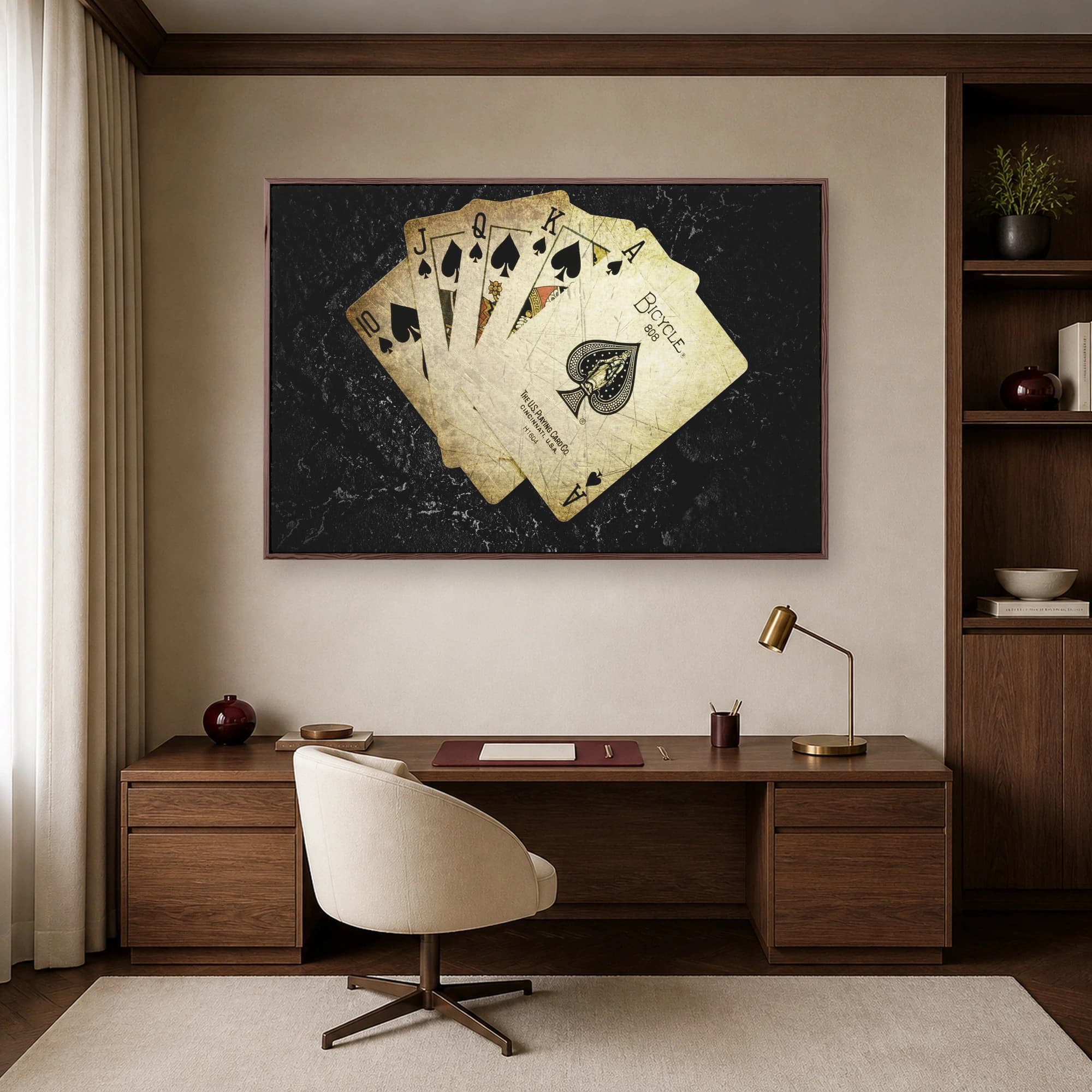 Vintage Royal Flush Spades Playing Cards Art, view 7