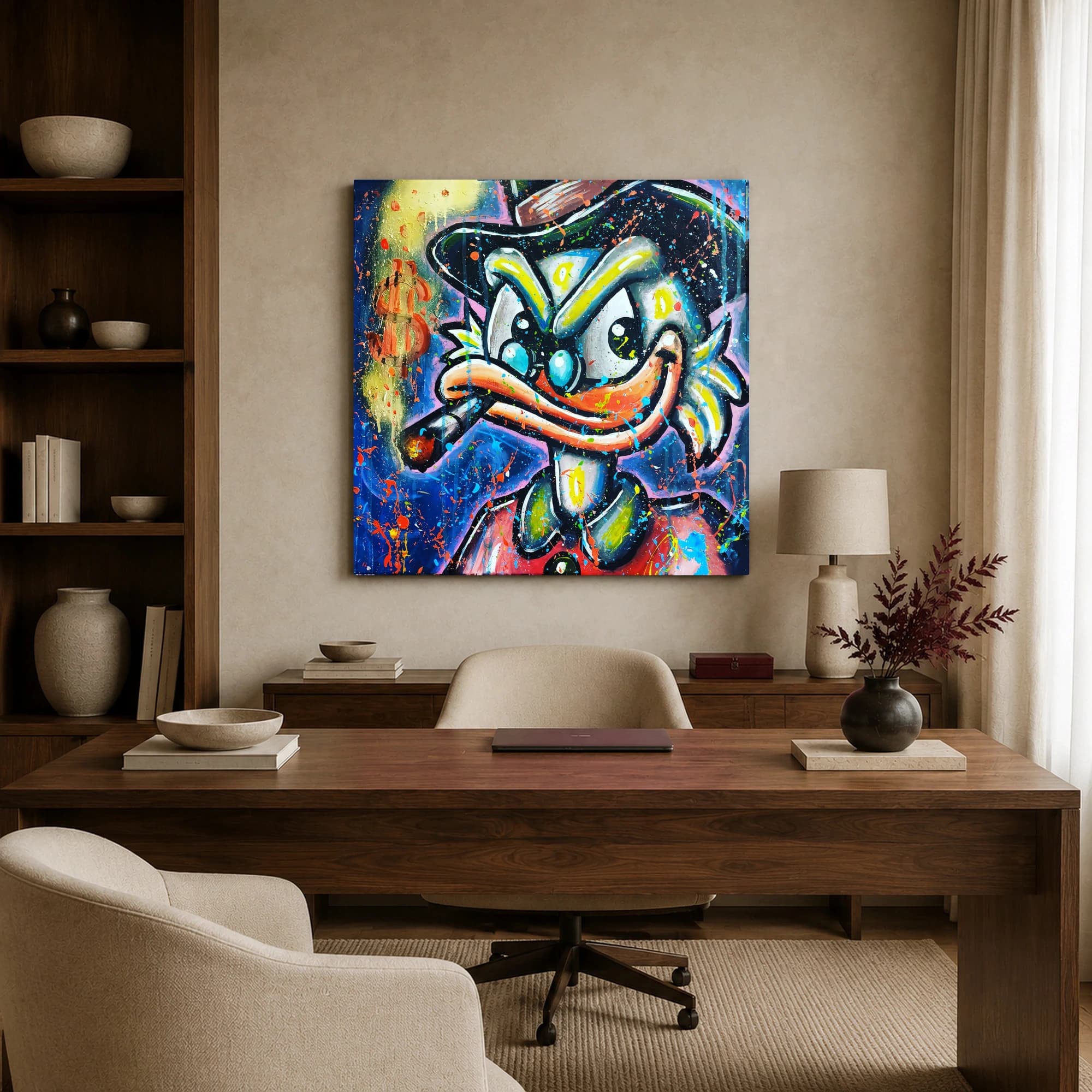 Neon Tycoon Duck Street Art Canvas Print, view 3