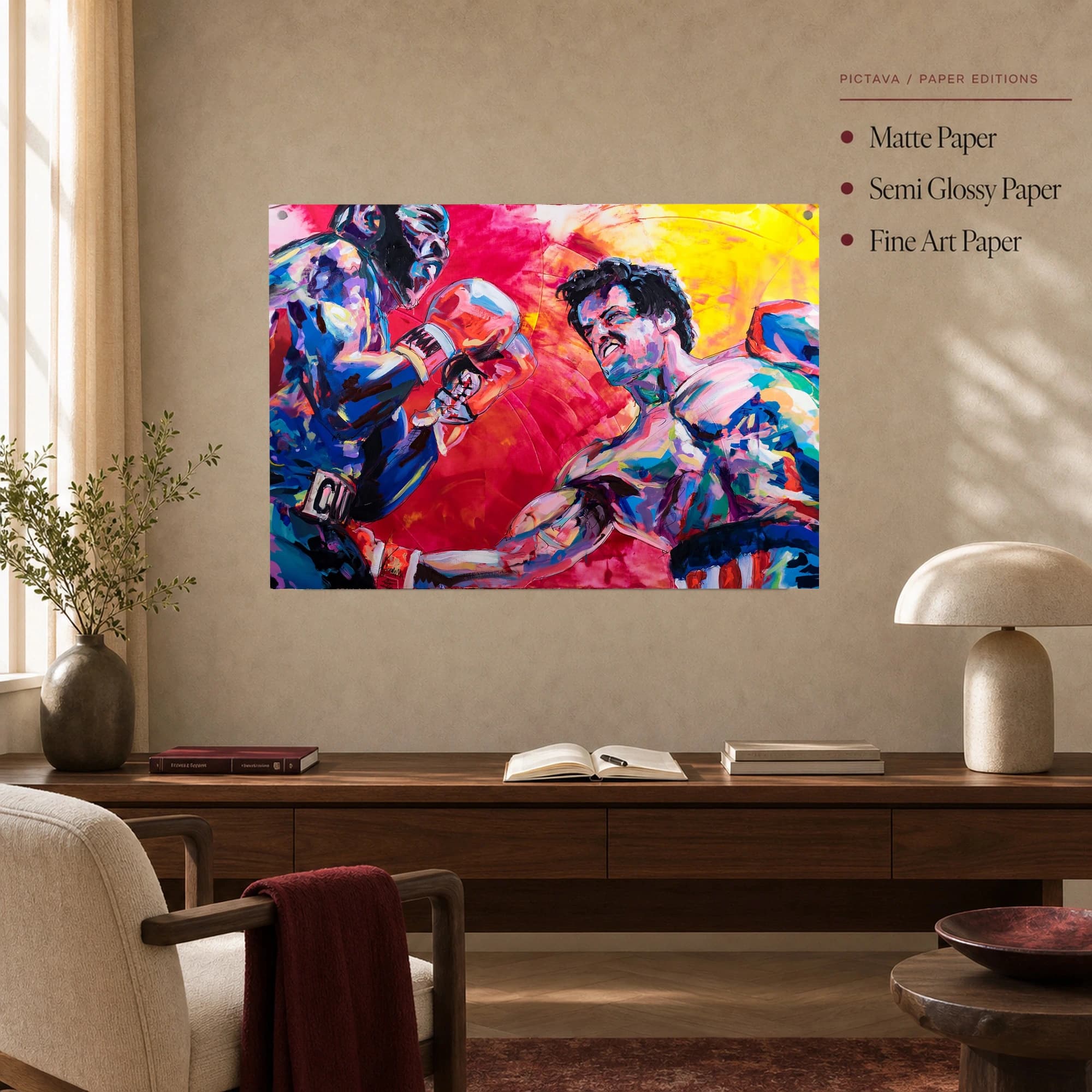 Rocky vs Apollo Creed Expressive Boxing Canvas Art Print, view 5