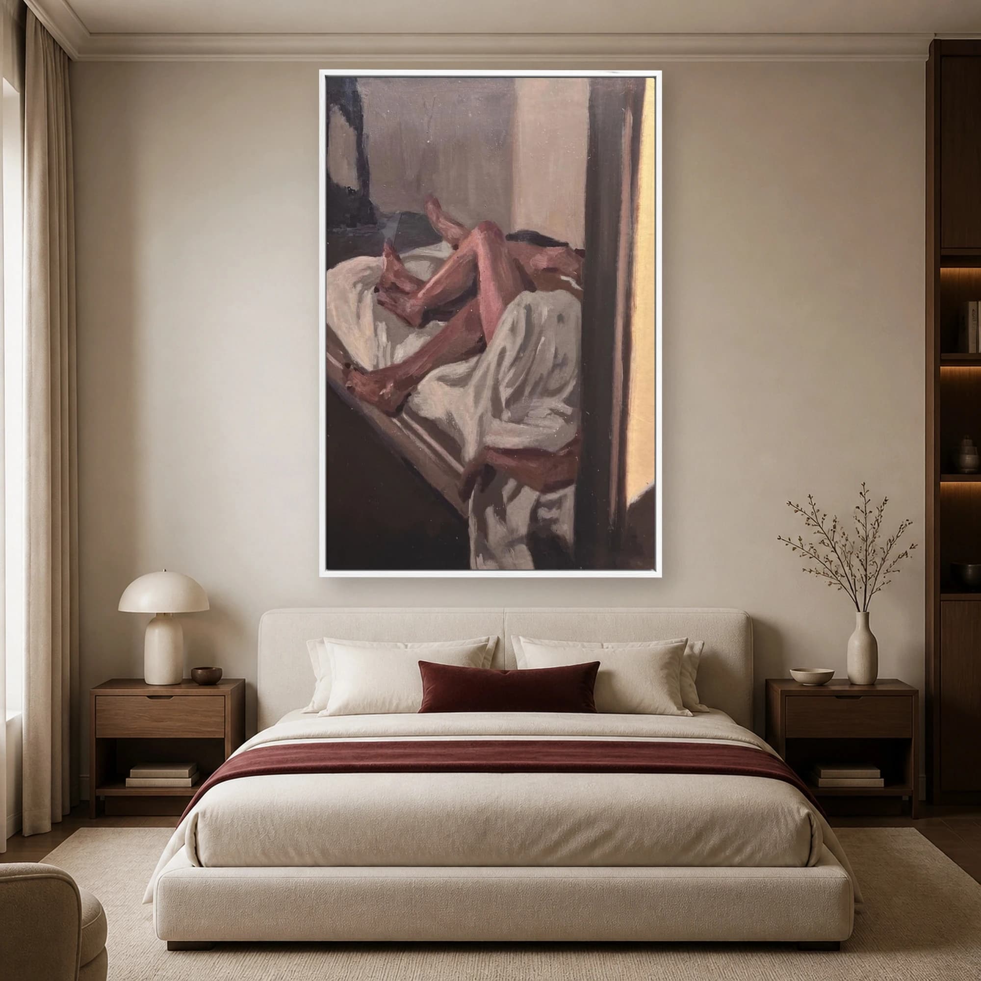 Intimate Figures in Bed Expressive Oil Painting, view 3