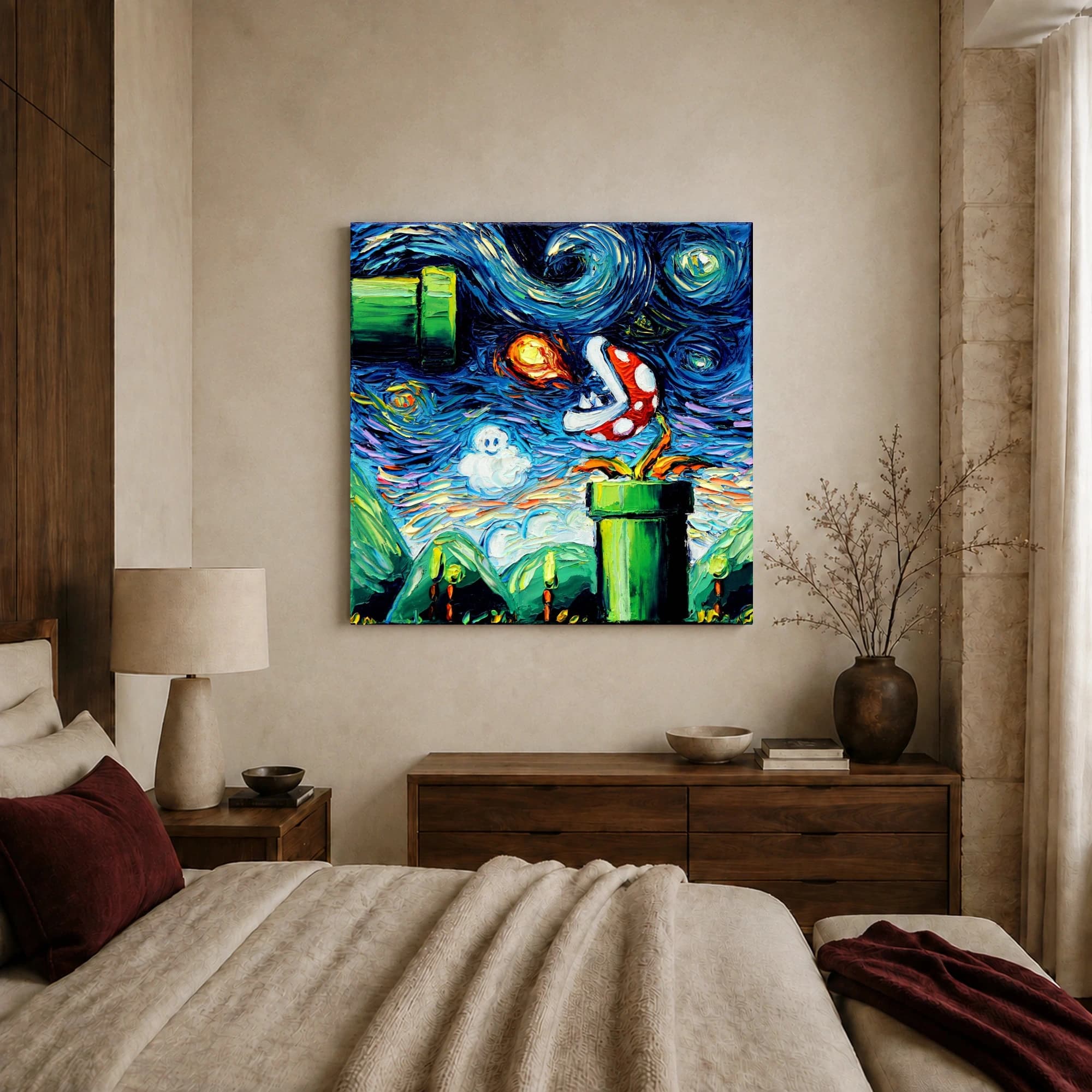 Starry Night Mushroom Kingdom Canvas Print, view 2