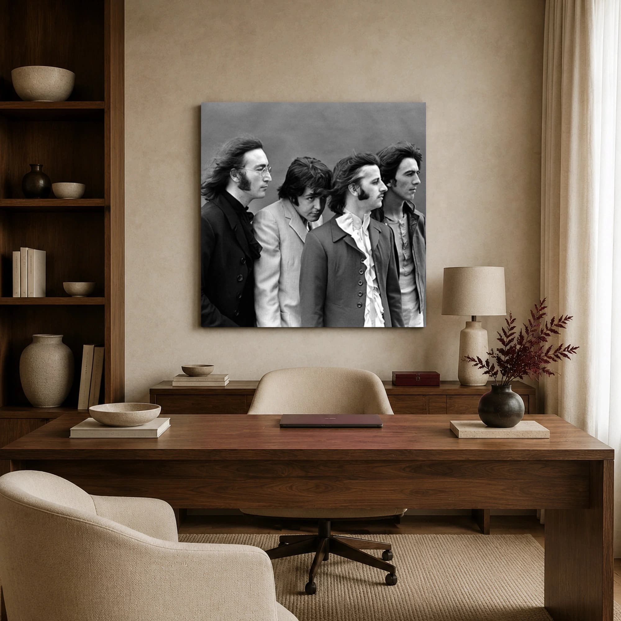 The Beatles Classic Black and White Portrait Wall Art, view 5