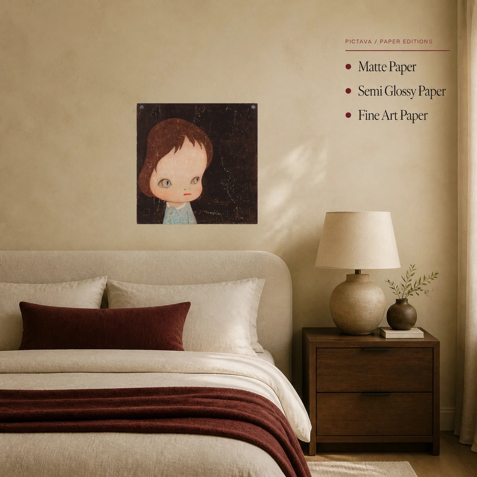 Melancholic Big-Eyed Girl Surrealist Portrait Canvas Print, view 8