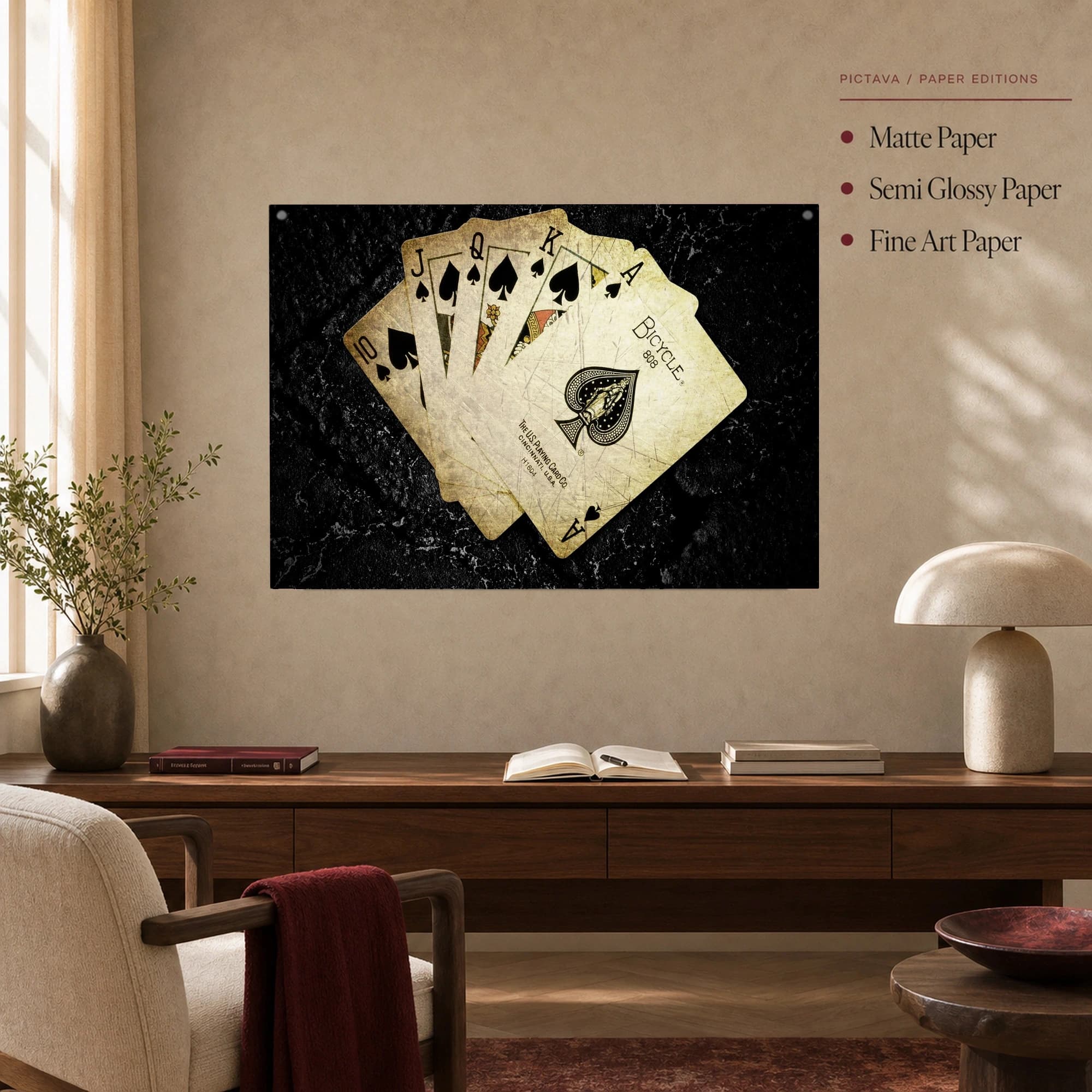 Vintage Royal Flush Spades Playing Cards Art, view 4