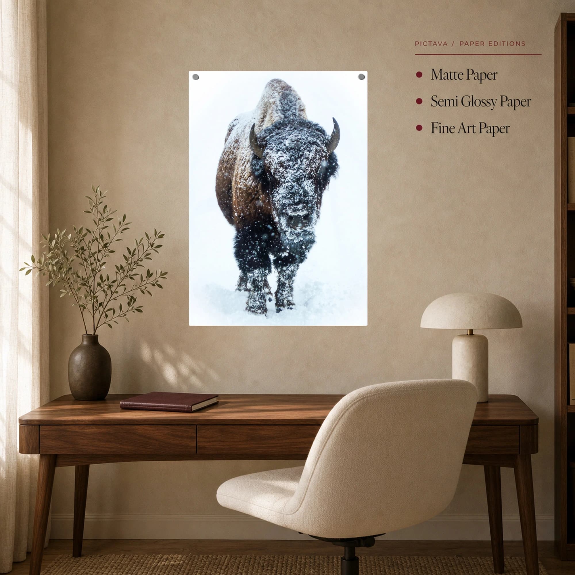 Frost-Covered Bison in Snow Wall Art, view 7