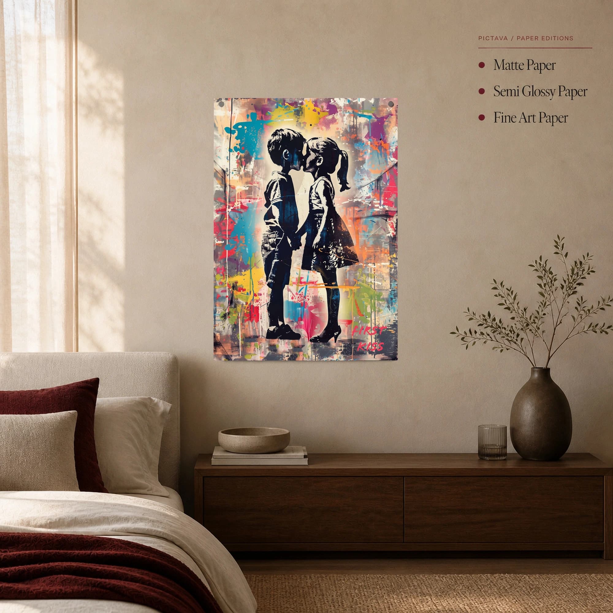 First Kiss Street Art Canvas Print, view 4