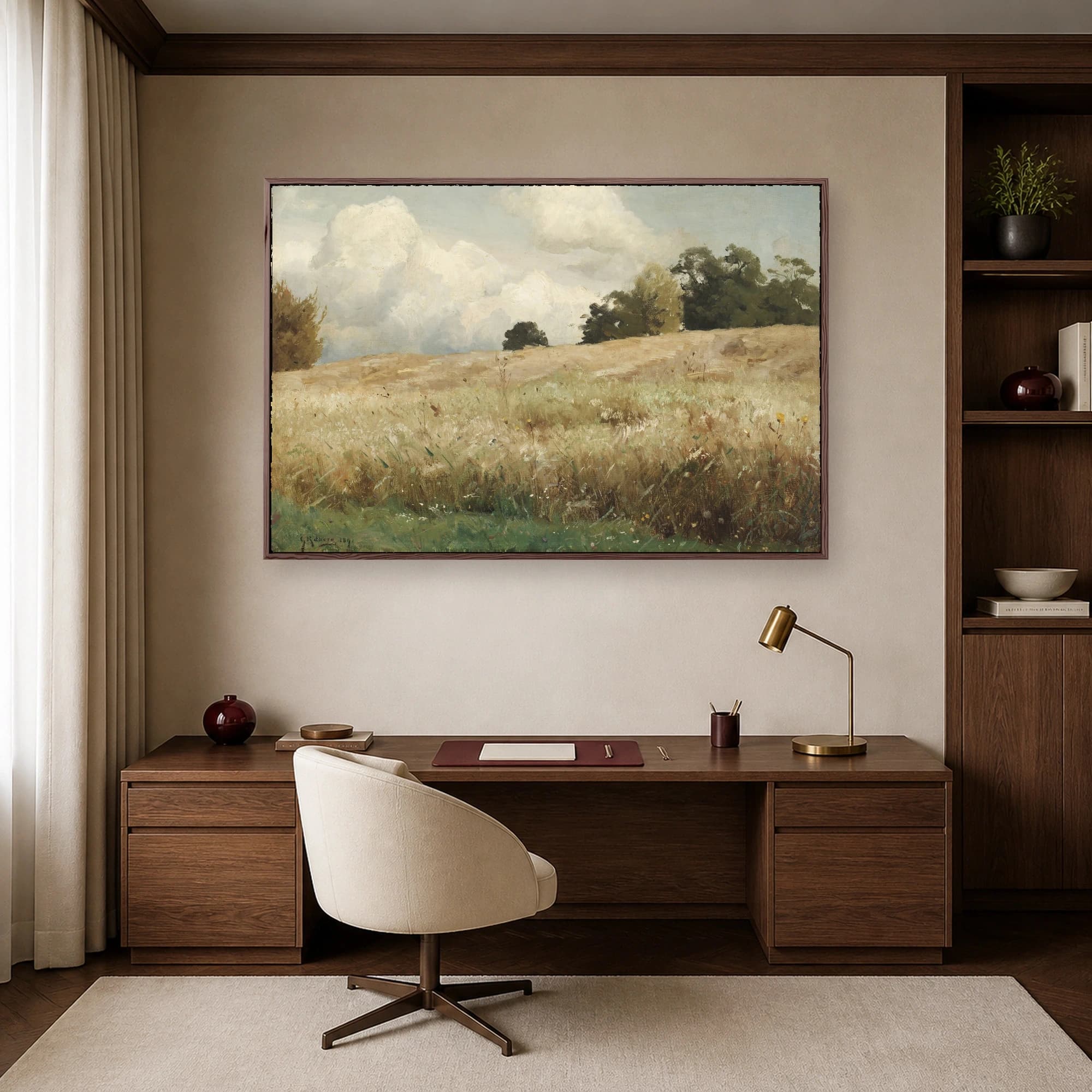 Landscape with Wheat Field and Clouds Fine Art Canvas Print, view 6