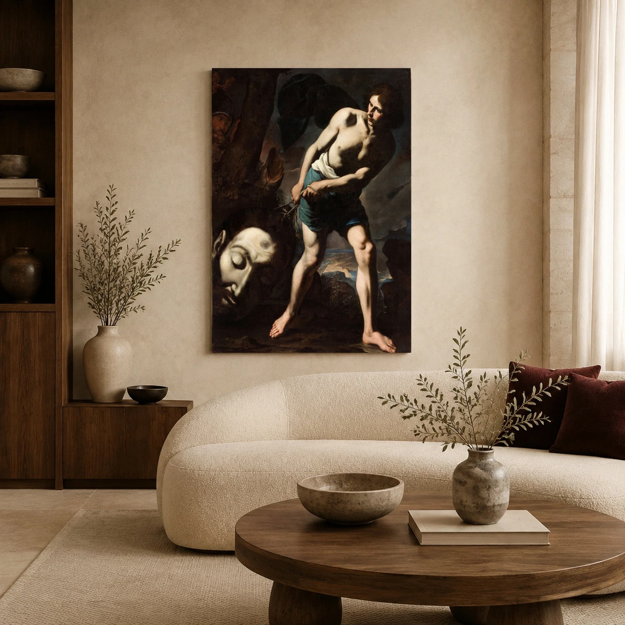 David with the Head of Goliath Baroque Fine Art Canvas Print, view 6