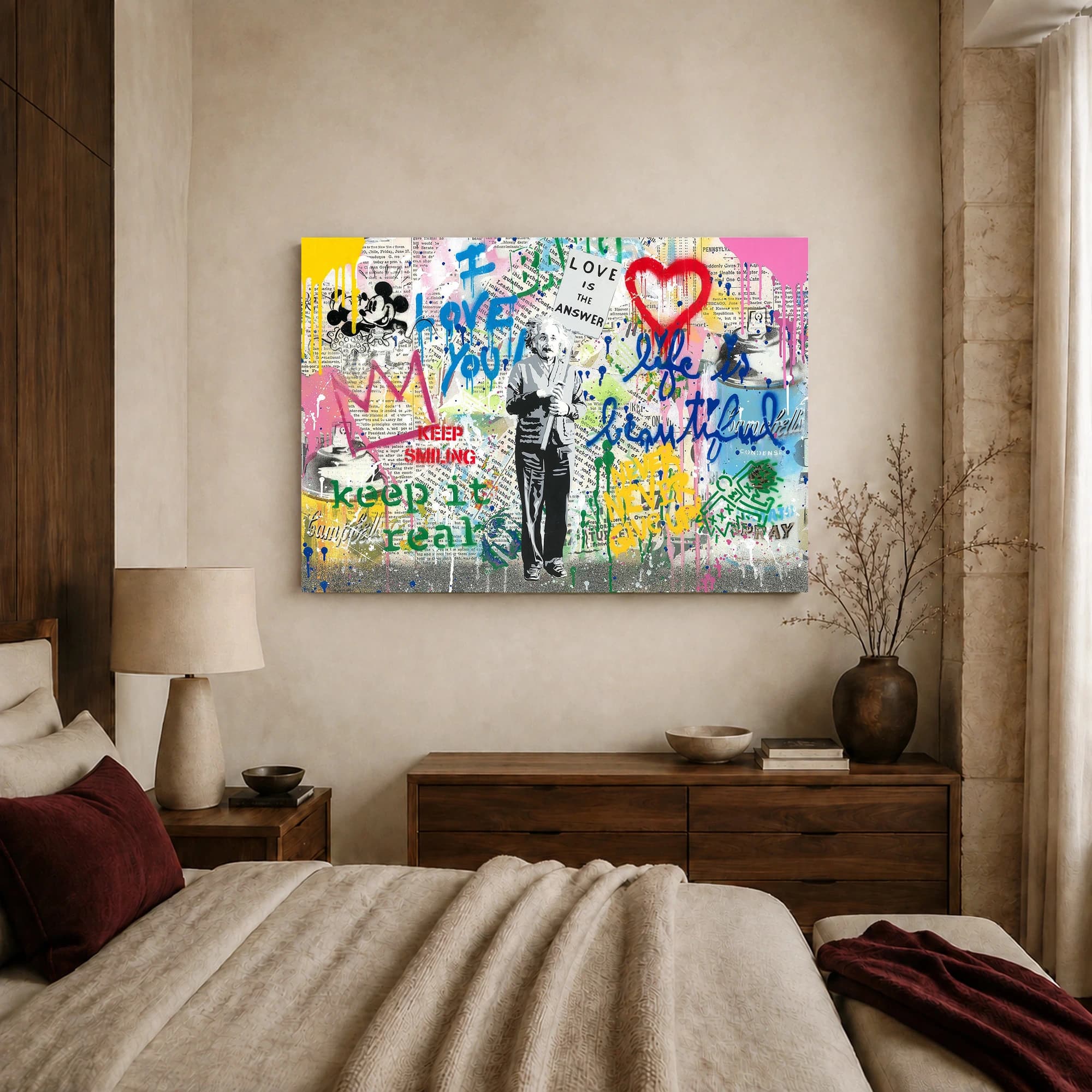Einstein Love is the Answer Graffiti Canvas Print, view 5