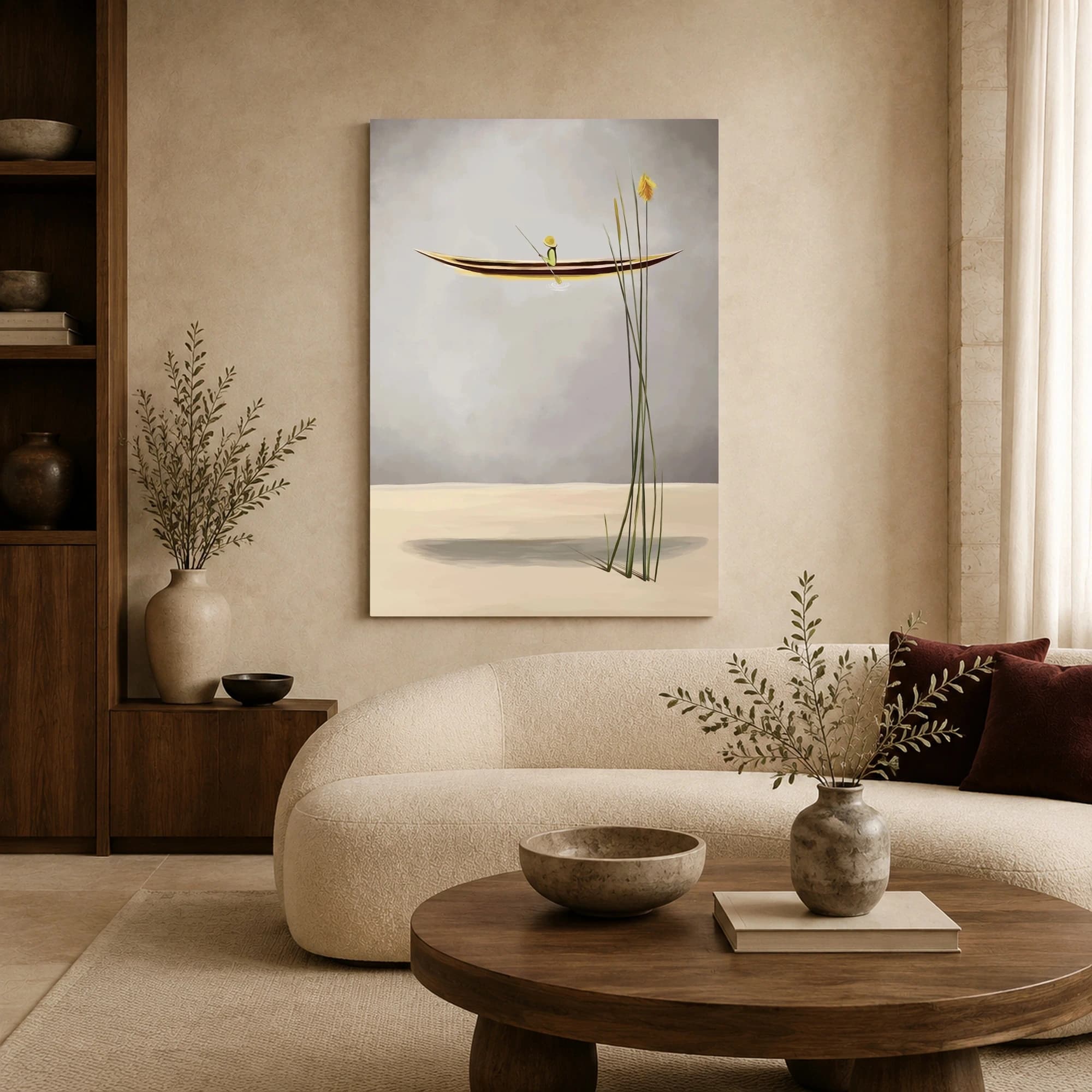 Minimalist Surrealist Boat Canvas Print, view 6