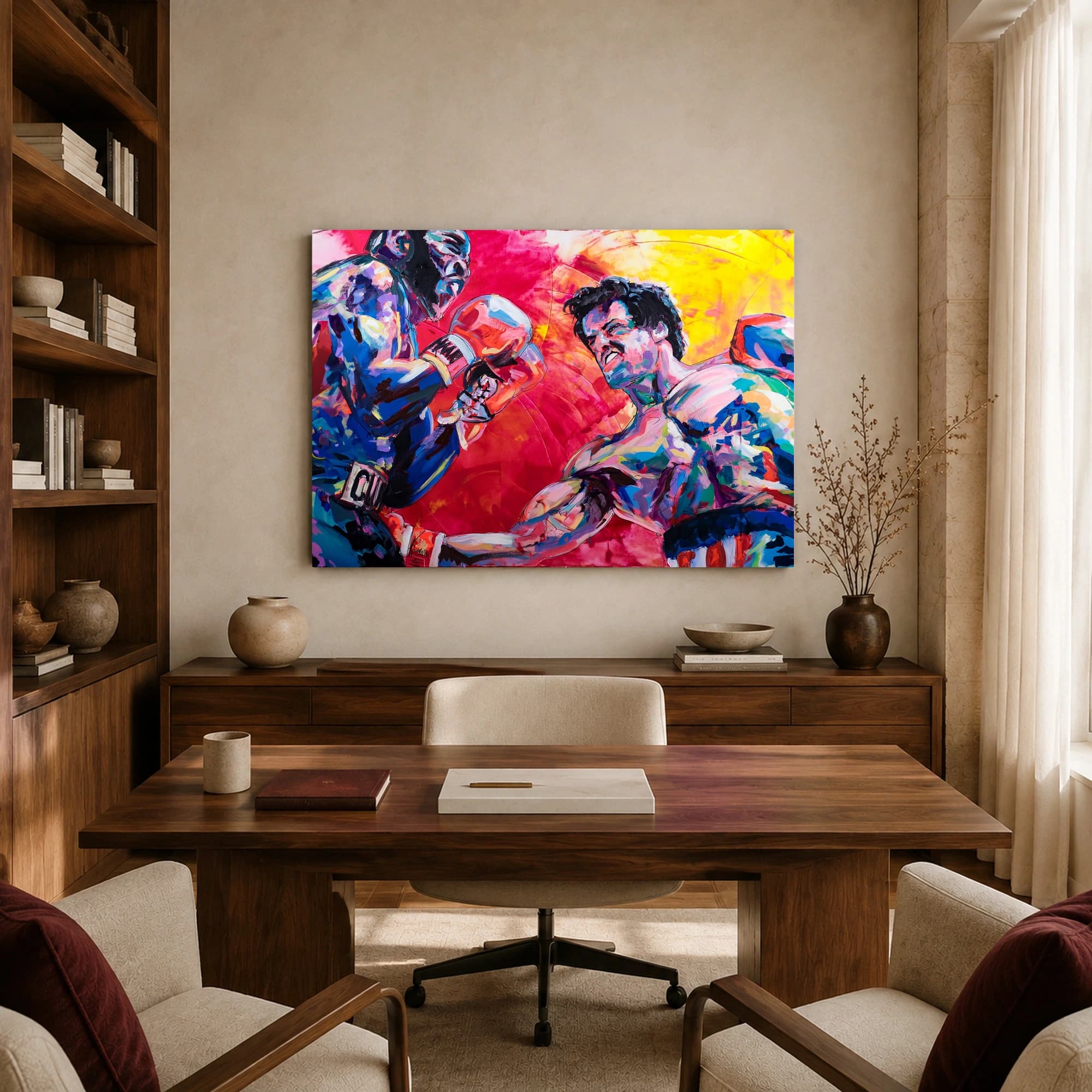 Rocky vs Apollo Creed Expressive Boxing Canvas Art Print, view 8