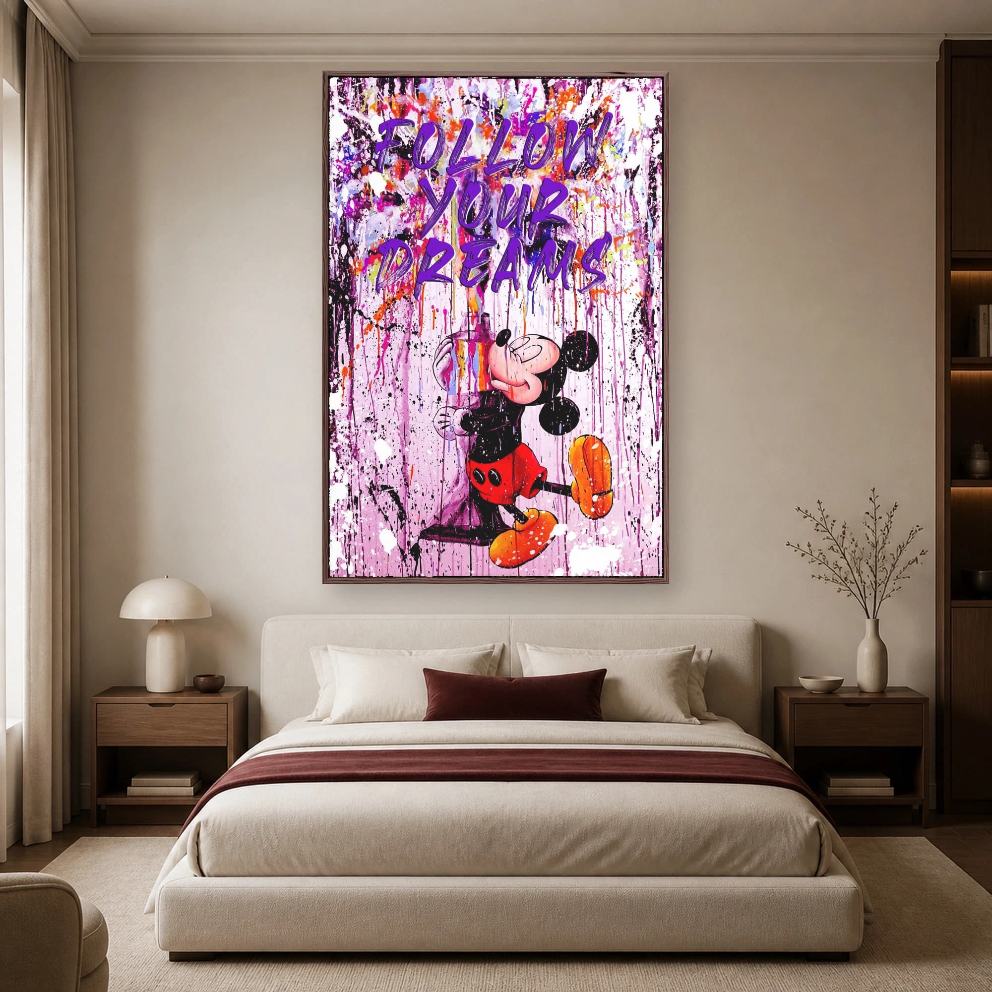 Follow Your Dreams Mickey Mouse Street Art Canvas Print, view 5