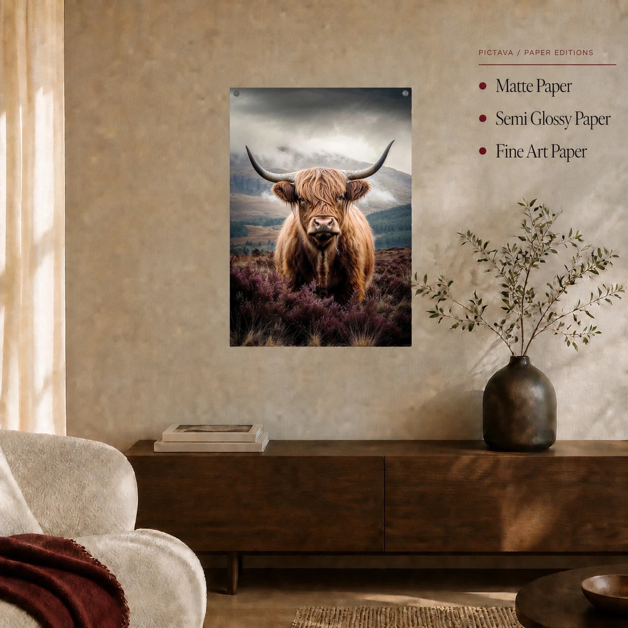 Highland Majesty Scottish Cattle Wildlife Portrait Canvas Print, view 5