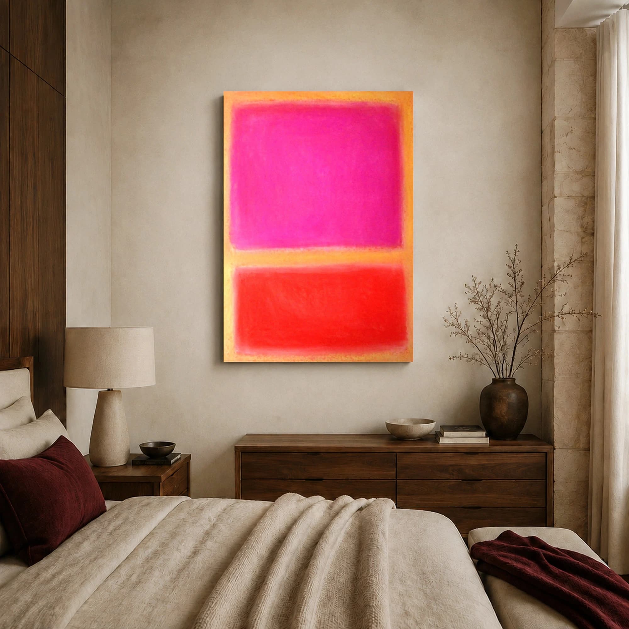 Abstract Pink and Orange Color Field Canvas Print, view 5